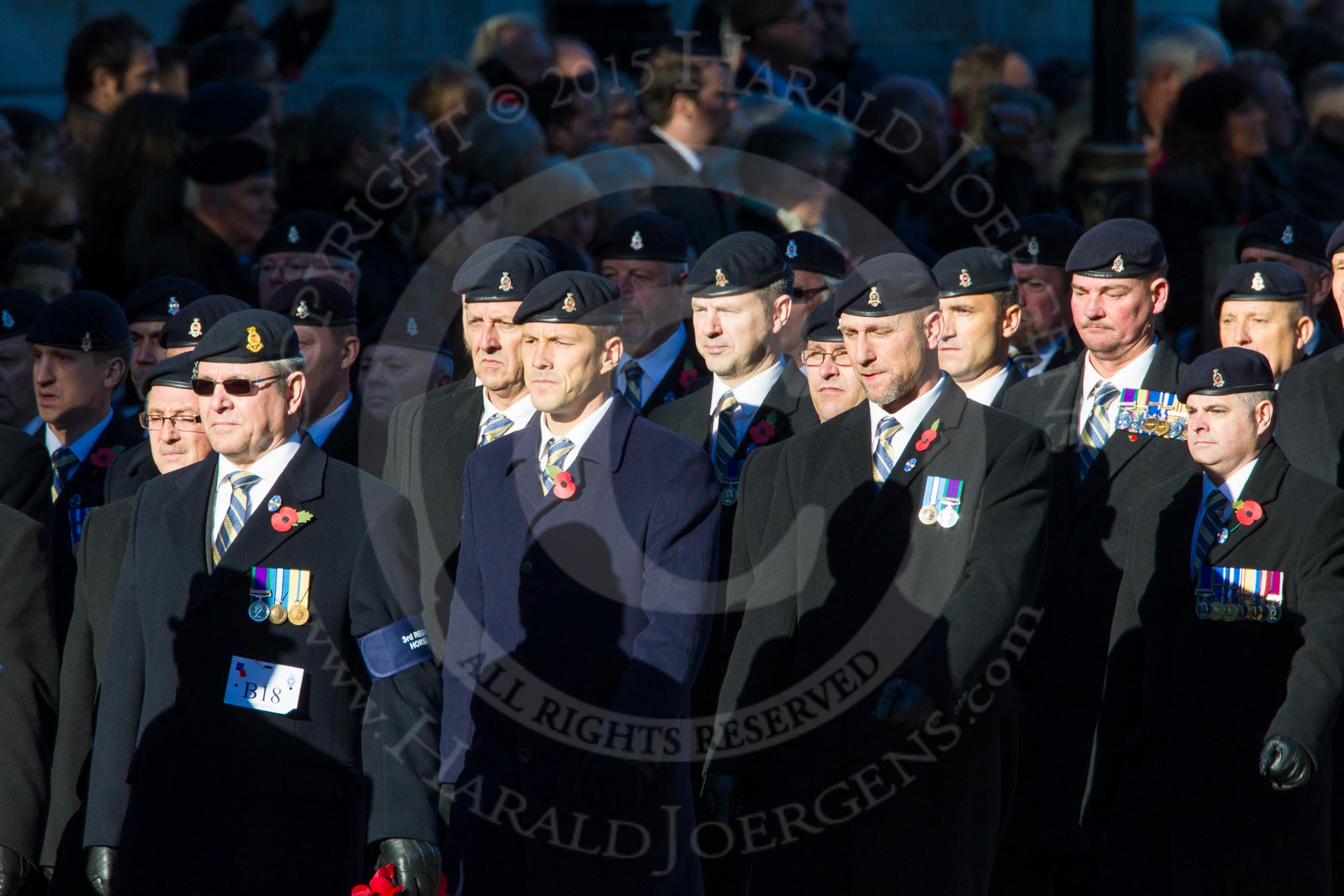 Remembrance Sunday Cenotaph March Past 2013: B18 - 3rd Regiment Royal Horse Artillery Association..
Press stand opposite the Foreign Office building, Whitehall, London SW1,
London,
Greater London,
United Kingdom,
on 10 November 2013 at 12:01, image #1439