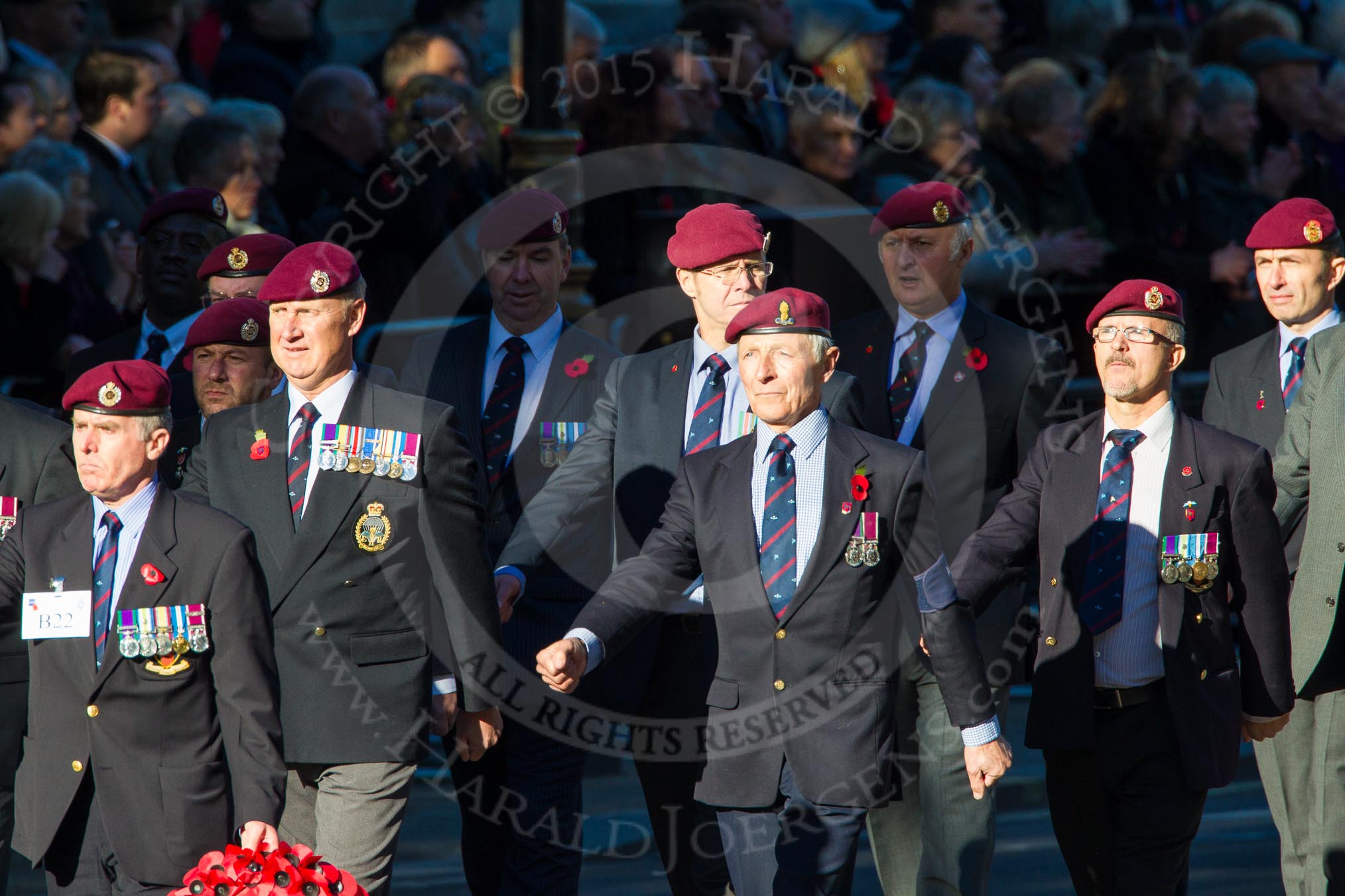 Remembrance Sunday Cenotaph March Past 2013: B22 - Airborne Engineers Association..
Press stand opposite the Foreign Office building, Whitehall, London SW1,
London,
Greater London,
United Kingdom,
on 10 November 2013 at 12:02, image #1486
