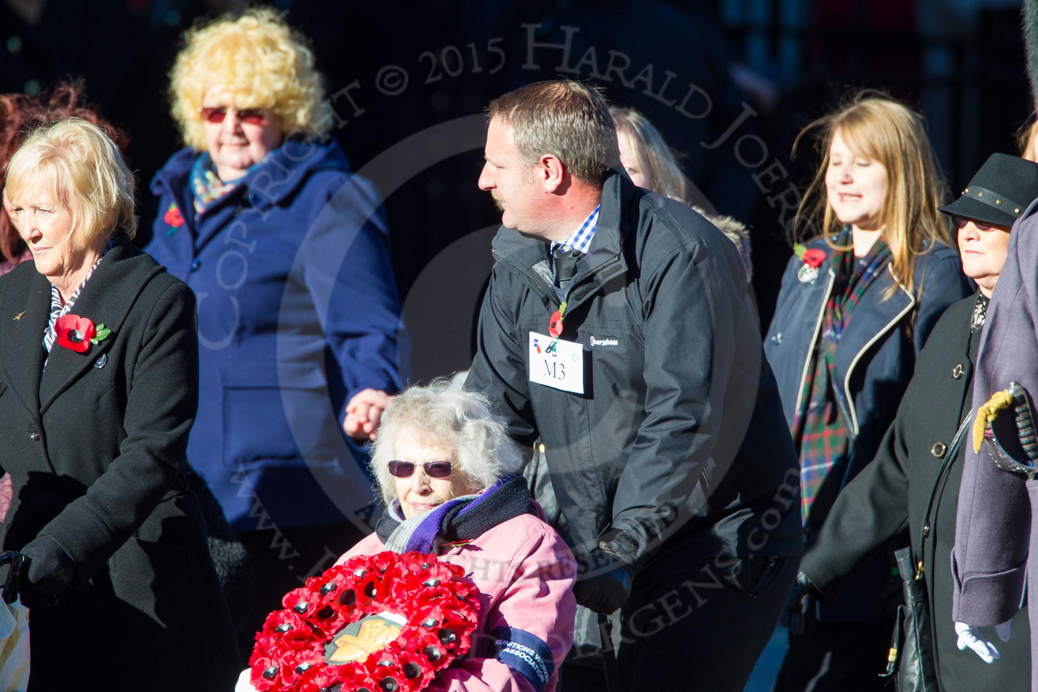 Remembrance Sunday Cenotaph March Past 2013: M3 - Munitions Workers Association..
Press stand opposite the Foreign Office building, Whitehall, London SW1,
London,
Greater London,
United Kingdom,
on 10 November 2013 at 12:09, image #1878