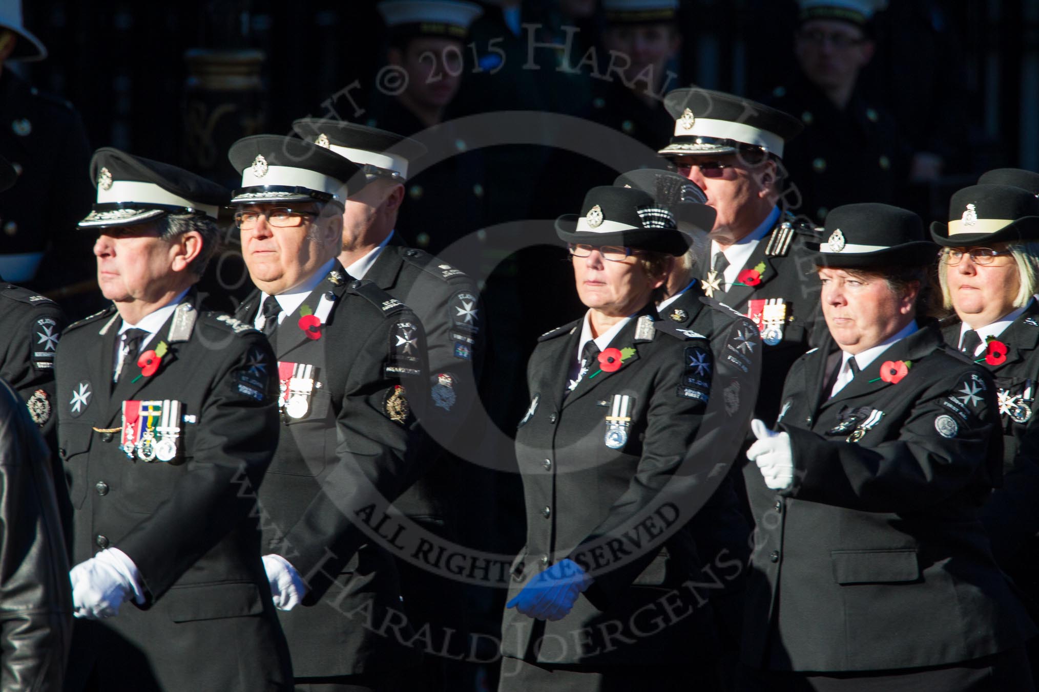 Remembrance Sunday Cenotaph March Past 2013: M16 - St John Ambulance..
Press stand opposite the Foreign Office building, Whitehall, London SW1,
London,
Greater London,
United Kingdom,
on 10 November 2013 at 12:11, image #1997