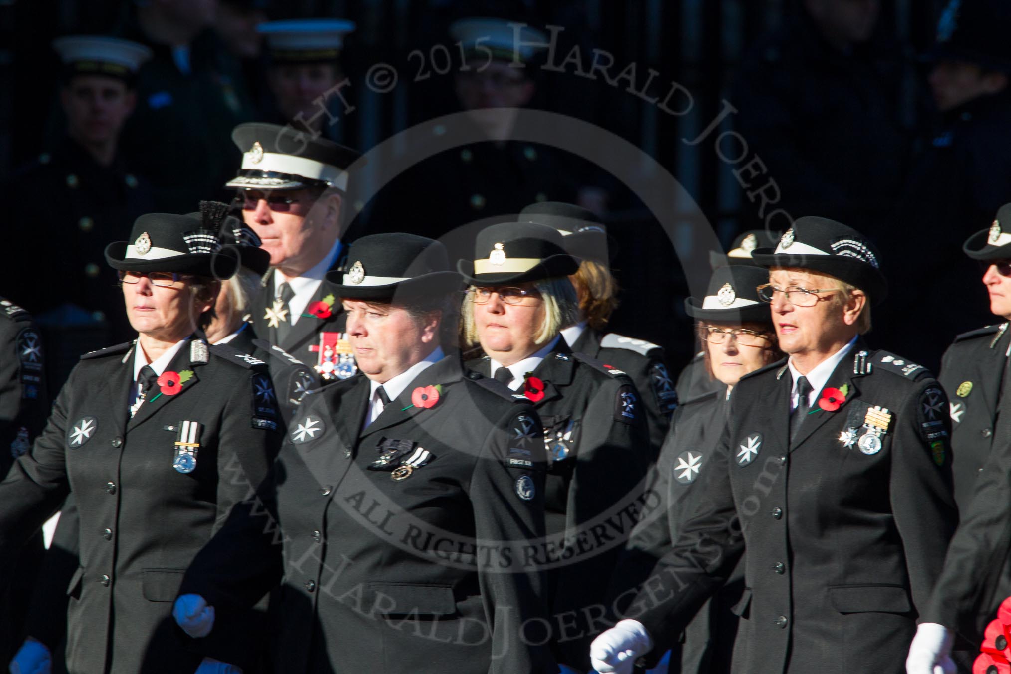 Remembrance Sunday Cenotaph March Past 2013: M16 - St John Ambulance..
Press stand opposite the Foreign Office building, Whitehall, London SW1,
London,
Greater London,
United Kingdom,
on 10 November 2013 at 12:11, image #1998