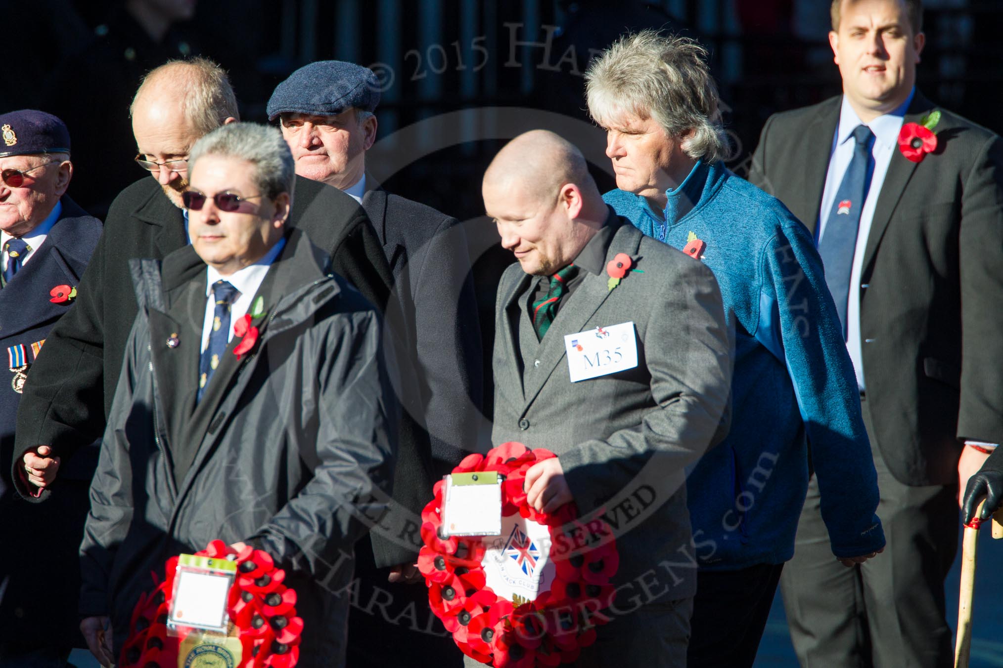 Remembrance Sunday Cenotaph March Past 2013: M35 - Union Jack Club..
Press stand opposite the Foreign Office building, Whitehall, London SW1,
London,
Greater London,
United Kingdom,
on 10 November 2013 at 12:13, image #2141