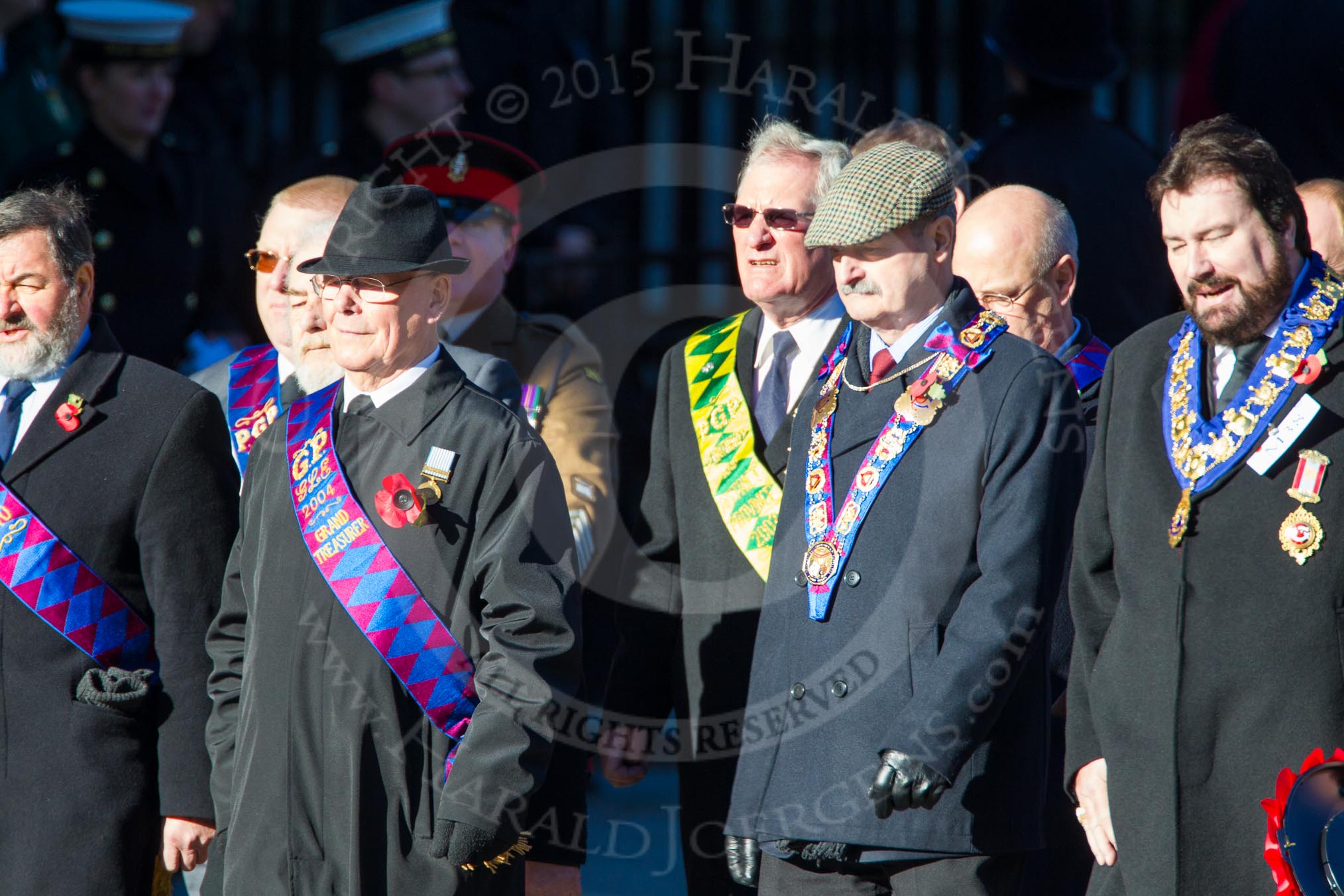 Remembrance Sunday Cenotaph March Past 2013: M38 - Royal Antediluvian Order of Buffaloes..
Press stand opposite the Foreign Office building, Whitehall, London SW1,
London,
Greater London,
United Kingdom,
on 10 November 2013 at 12:14, image #2160