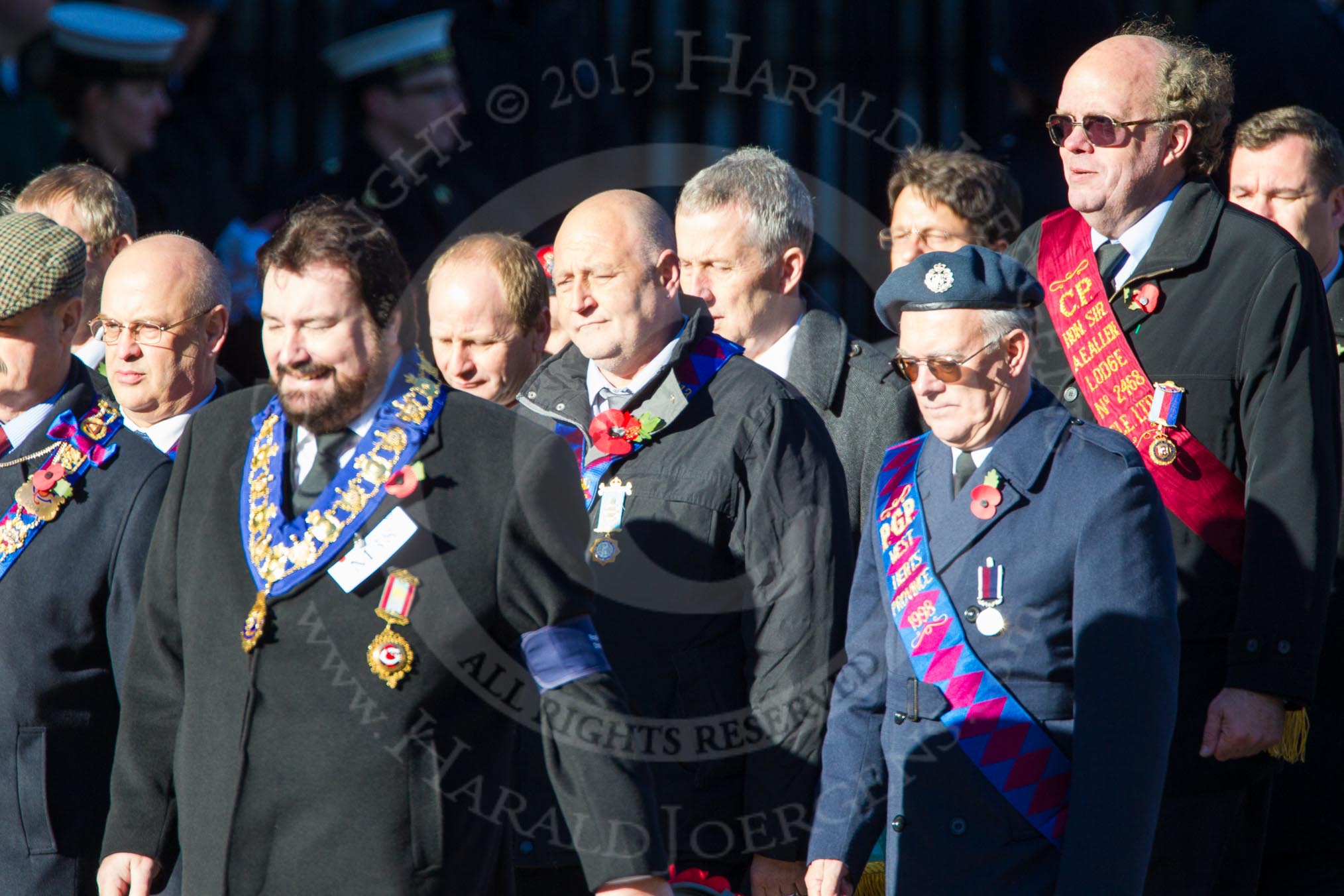 Remembrance Sunday Cenotaph March Past 2013: M38 - Royal Antediluvian Order of Buffaloes..
Press stand opposite the Foreign Office building, Whitehall, London SW1,
London,
Greater London,
United Kingdom,
on 10 November 2013 at 12:14, image #2163