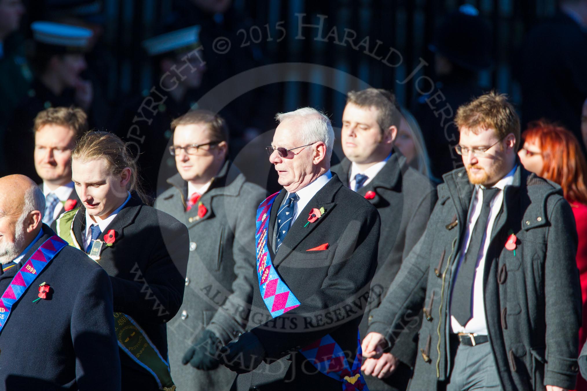 Remembrance Sunday Cenotaph March Past 2013: M38 - Royal Antediluvian Order of Buffaloes..
Press stand opposite the Foreign Office building, Whitehall, London SW1,
London,
Greater London,
United Kingdom,
on 10 November 2013 at 12:14, image #2168