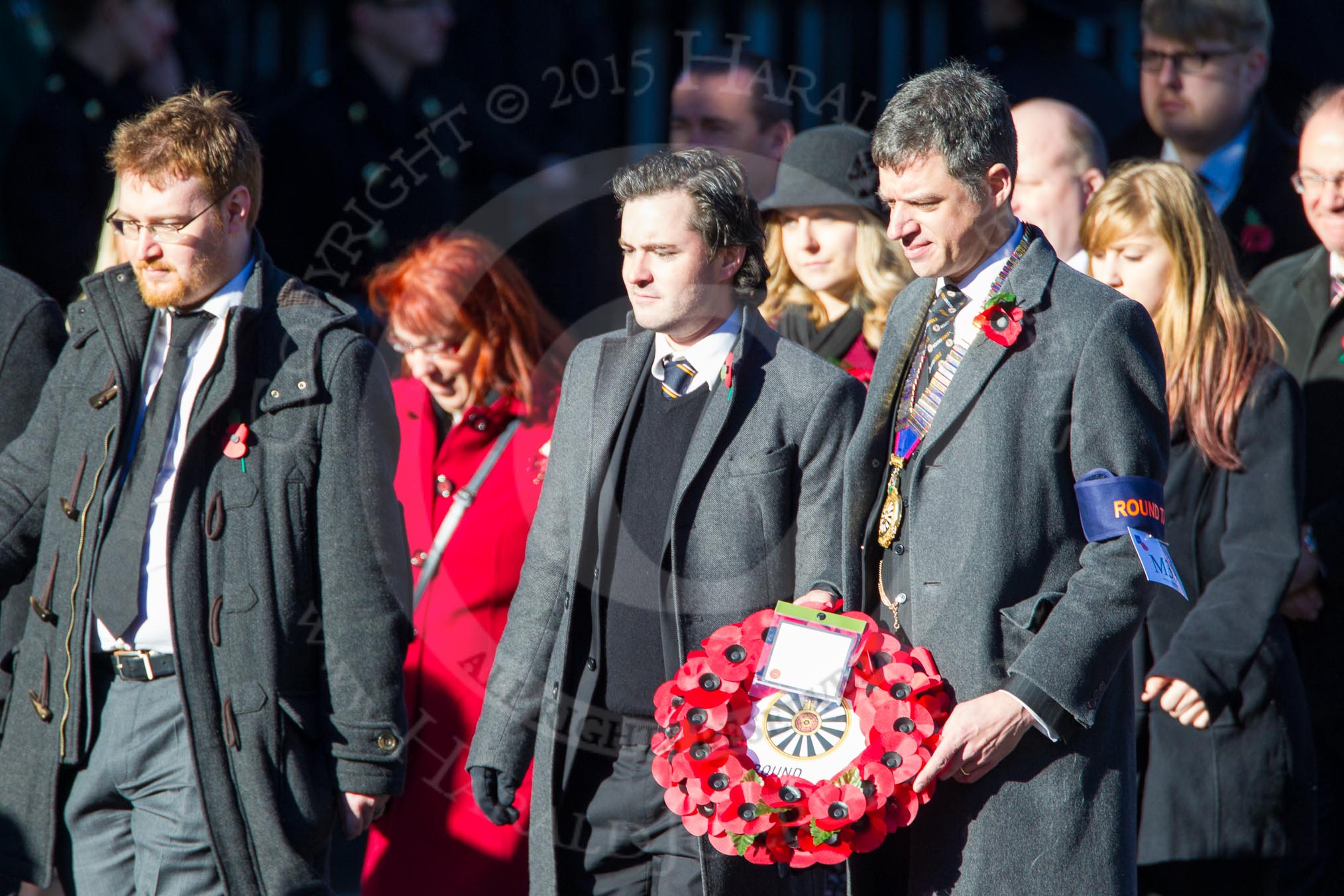 Remembrance Sunday Cenotaph March Past 2013: M39 - National Association of Round Tables..
Press stand opposite the Foreign Office building, Whitehall, London SW1,
London,
Greater London,
United Kingdom,
on 10 November 2013 at 12:14, image #2171