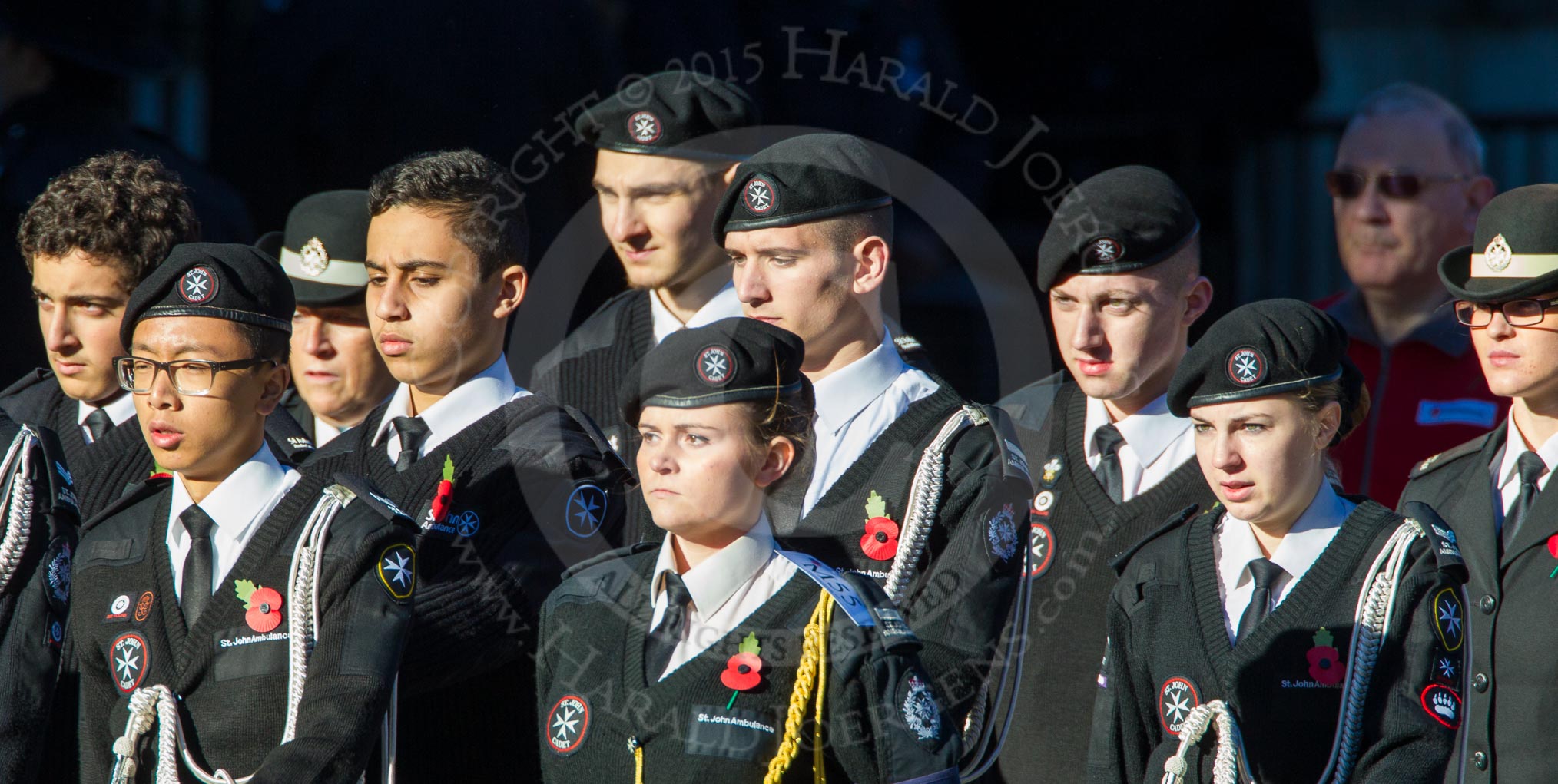 Remembrance Sunday Cenotaph March Past 2013: M55 - St John Ambulance Cadets..
Press stand opposite the Foreign Office building, Whitehall, London SW1,
London,
Greater London,
United Kingdom,
on 10 November 2013 at 12:16, image #2318