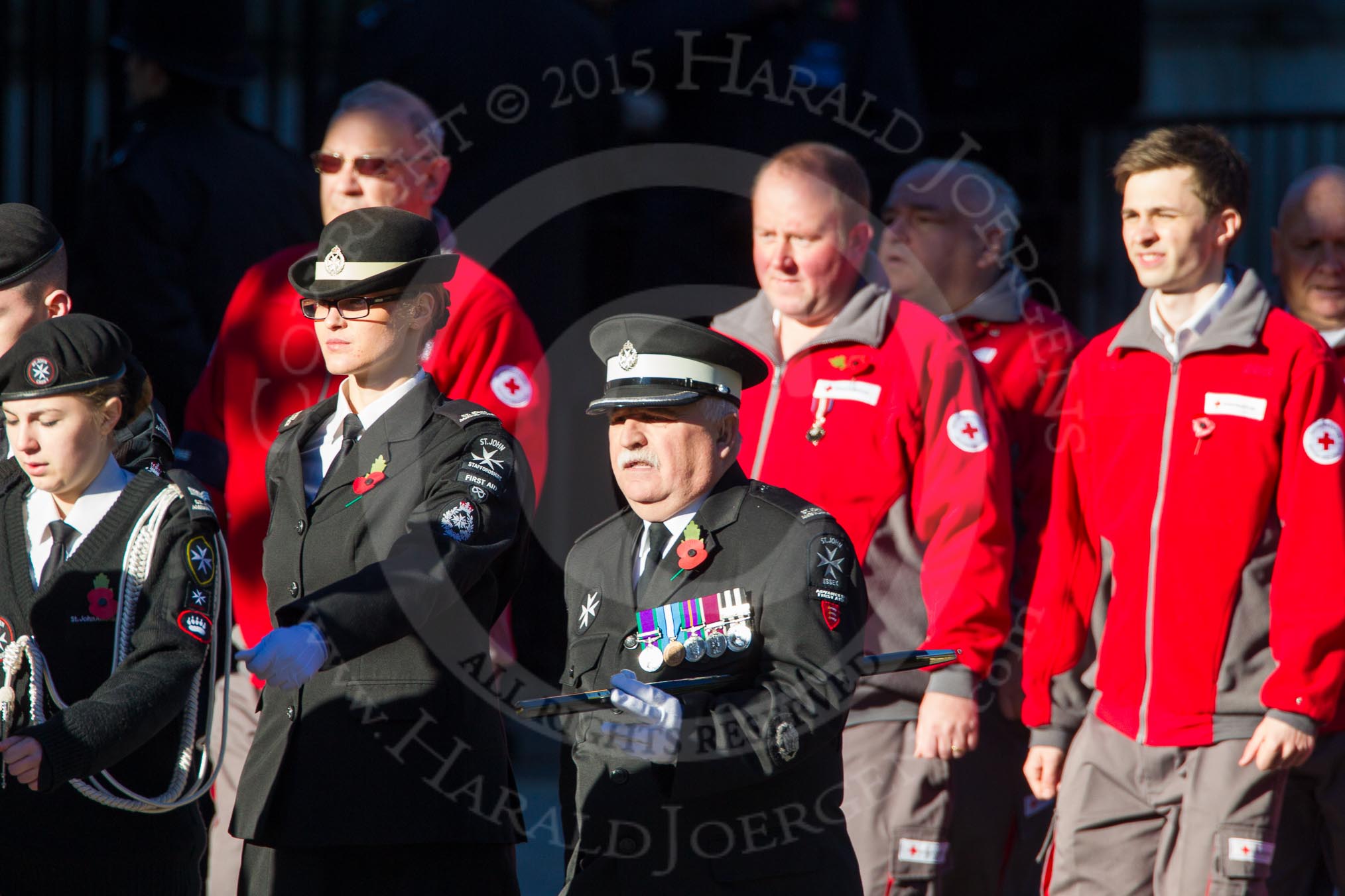 Remembrance Sunday Cenotaph March Past 2013: M55 - St John Ambulance Cadets..
Press stand opposite the Foreign Office building, Whitehall, London SW1,
London,
Greater London,
United Kingdom,
on 10 November 2013 at 12:16, image #2322