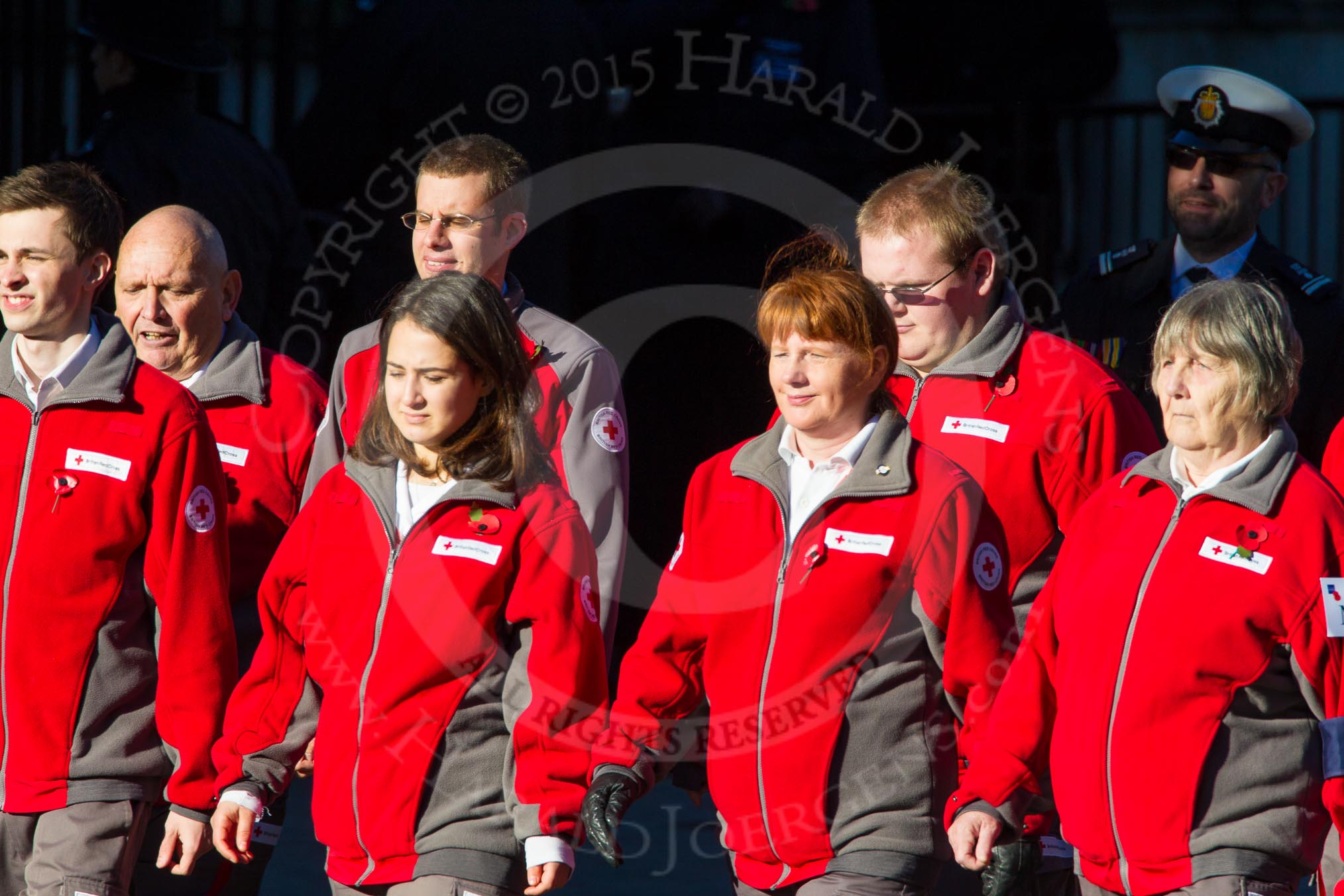 Remembrance Sunday Cenotaph March Past 2013: M56 - British Red Cross..
Press stand opposite the Foreign Office building, Whitehall, London SW1,
London,
Greater London,
United Kingdom,
on 10 November 2013 at 12:16, image #2326