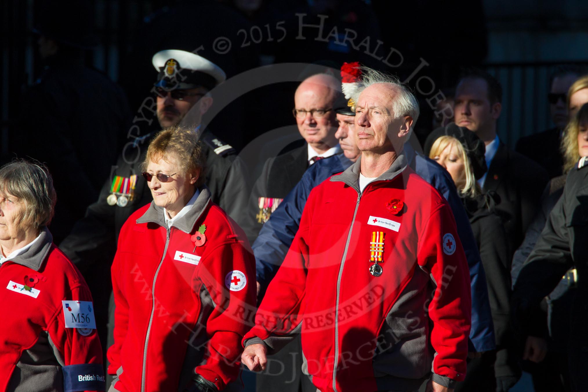 Remembrance Sunday Cenotaph March Past 2013: M56 - British Red Cross..
Press stand opposite the Foreign Office building, Whitehall, London SW1,
London,
Greater London,
United Kingdom,
on 10 November 2013 at 12:16, image #2329