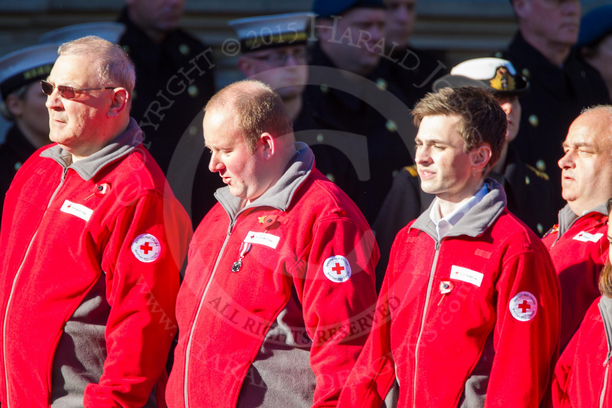 Remembrance Sunday Cenotaph March Past 2013: M56 - British Red Cross..
Press stand opposite the Foreign Office building, Whitehall, London SW1,
London,
Greater London,
United Kingdom,
on 10 November 2013 at 12:16, image #2339