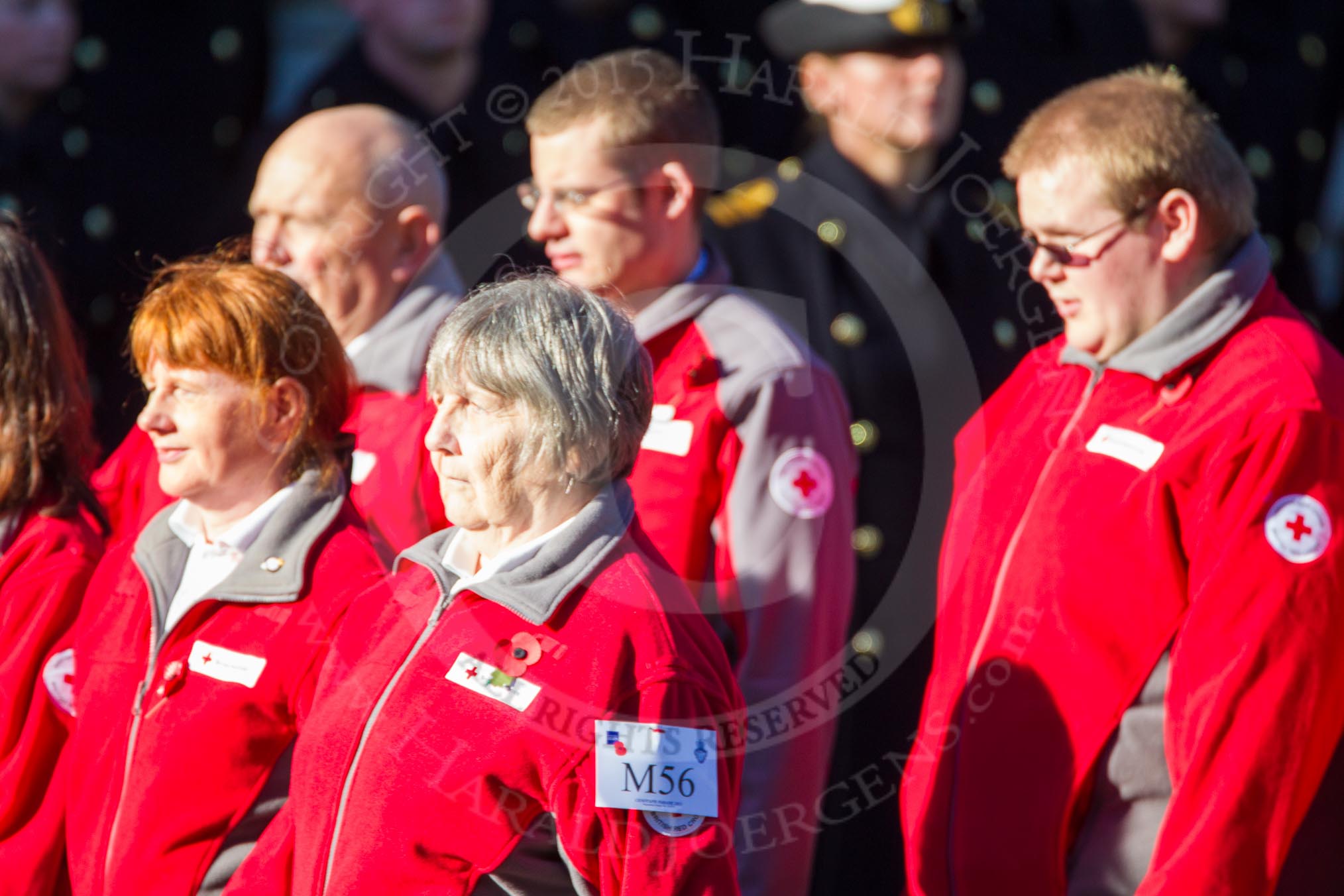 Remembrance Sunday Cenotaph March Past 2013: M56 - British Red Cross..
Press stand opposite the Foreign Office building, Whitehall, London SW1,
London,
Greater London,
United Kingdom,
on 10 November 2013 at 12:16, image #2341