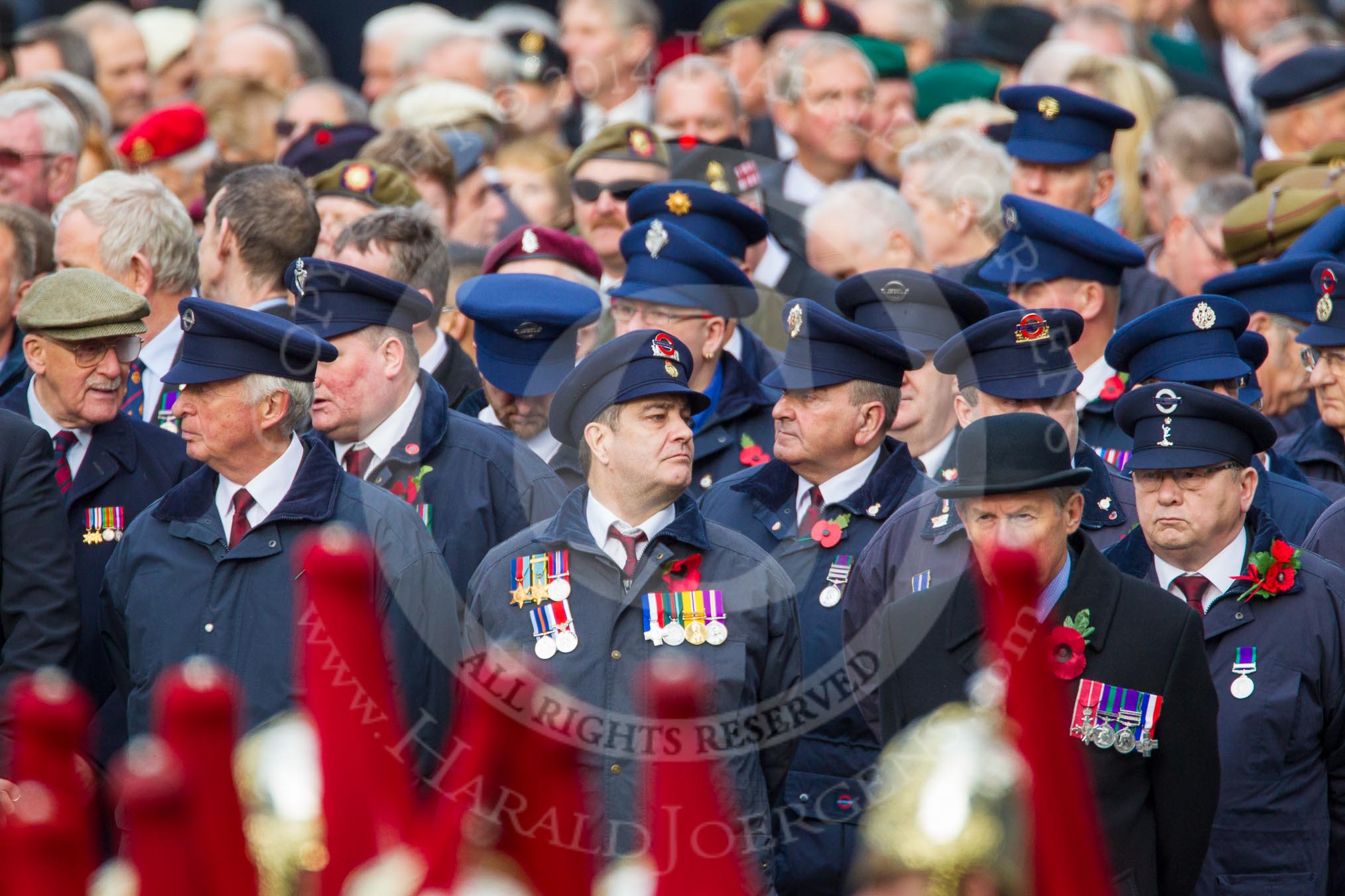 Remembrance Sunday at the Cenotaph in London 2014: In front of March Past column M - Transport for London.
Press stand opposite the Foreign Office building, Whitehall, London SW1,
London,
Greater London,
United Kingdom,
on 09 November 2014 at 11:33, image #6