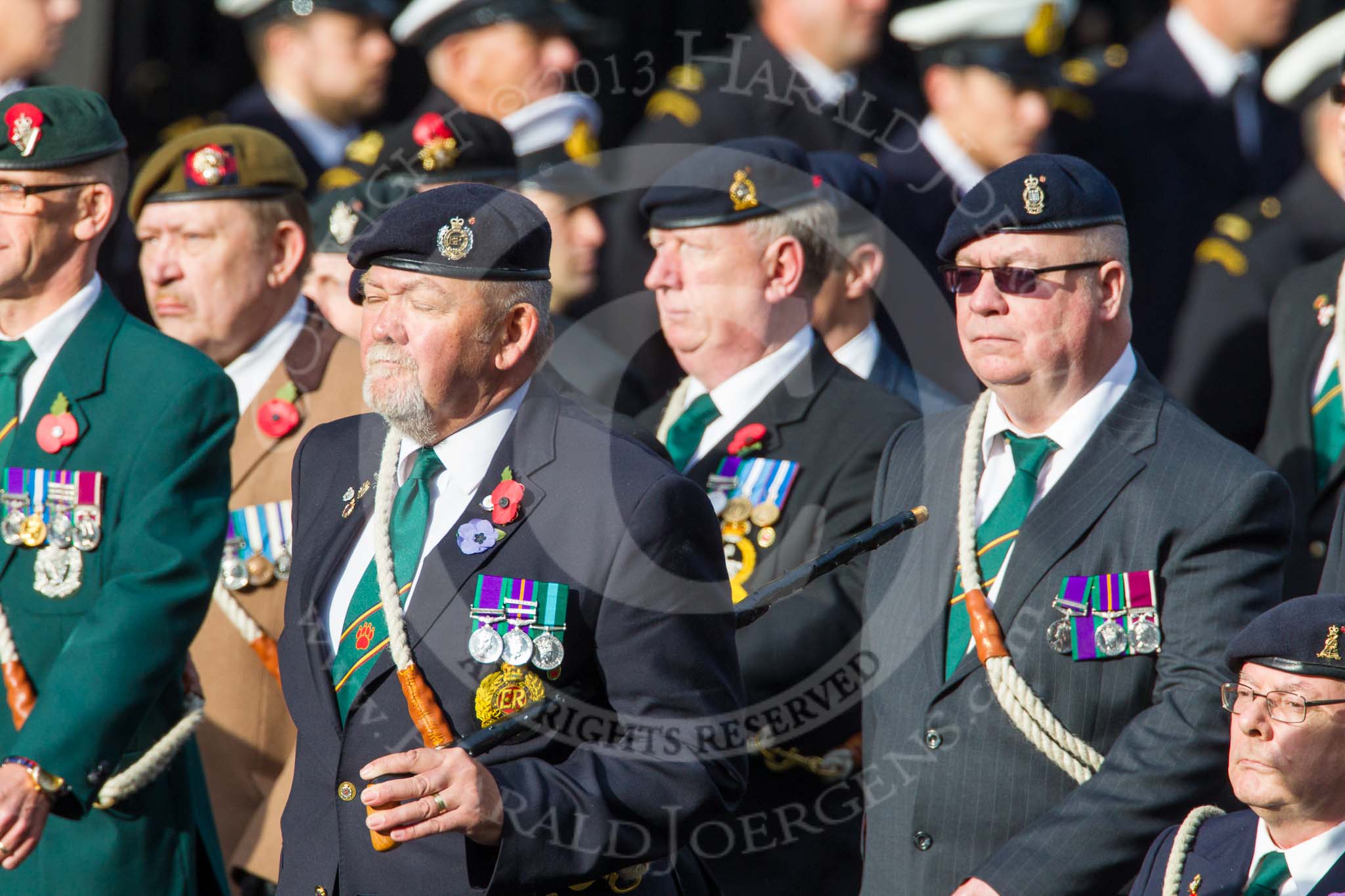 Remembrance Sunday at the Cenotaph in London 2014: Group D11 - Army Dog Unit Northern Ireland Association.
Press stand opposite the Foreign Office building, Whitehall, London SW1,
London,
Greater London,
United Kingdom,
on 09 November 2014 at 11:44, image #351