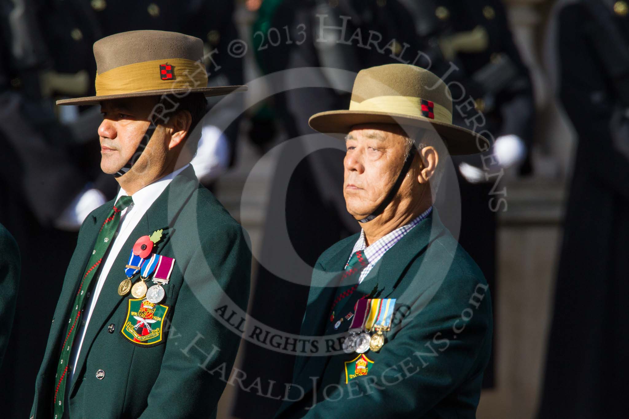 Remembrance Sunday at the Cenotaph in London 2014: Group D26 - British Gurkha Welfare Society.
Press stand opposite the Foreign Office building, Whitehall, London SW1,
London,
Greater London,
United Kingdom,
on 09 November 2014 at 11:47, image #477