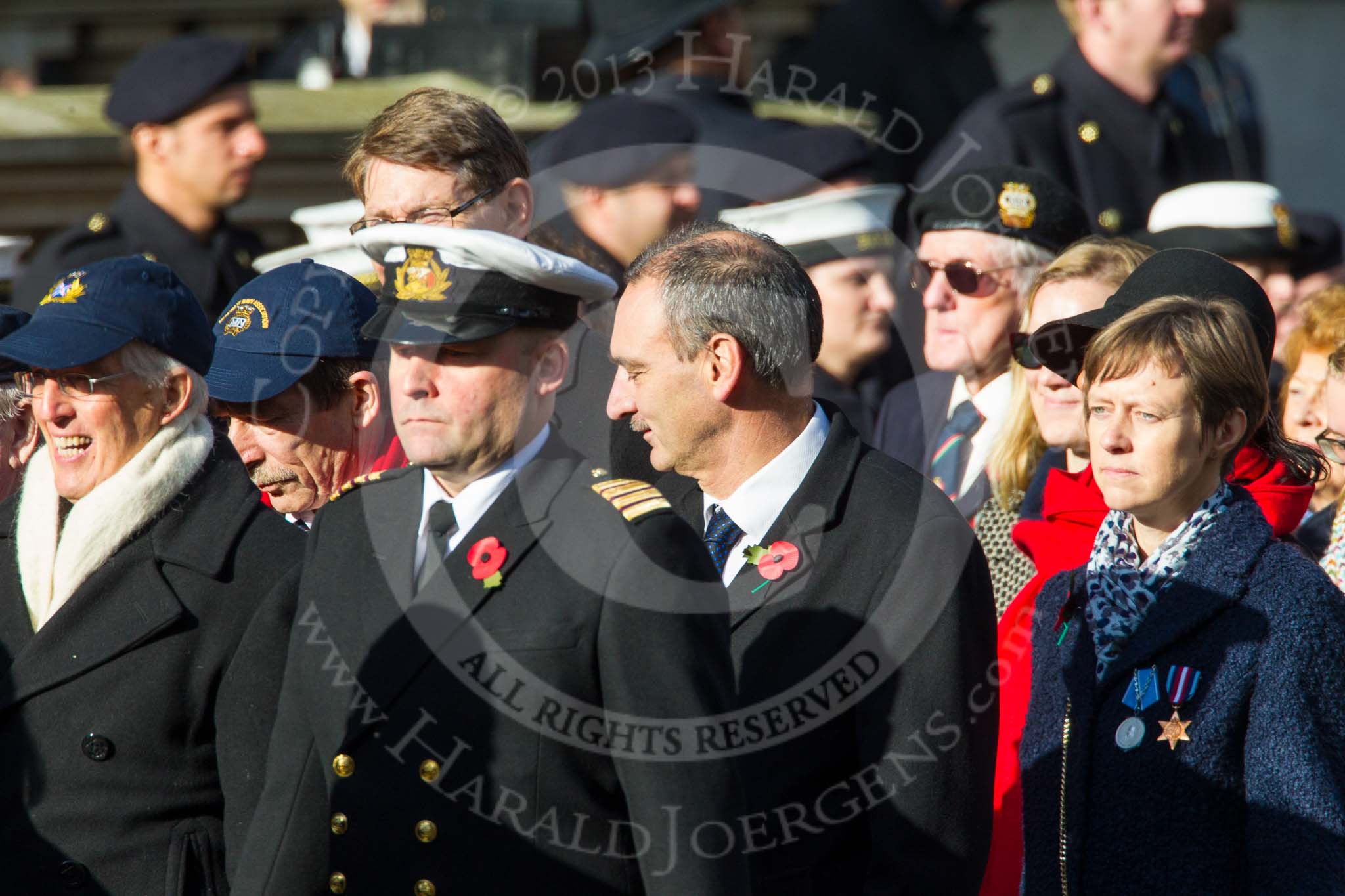 Remembrance Sunday at the Cenotaph in London 2014: Group E3 - Merchant Navy Association.
Press stand opposite the Foreign Office building, Whitehall, London SW1,
London,
Greater London,
United Kingdom,
on 09 November 2014 at 11:50, image #603