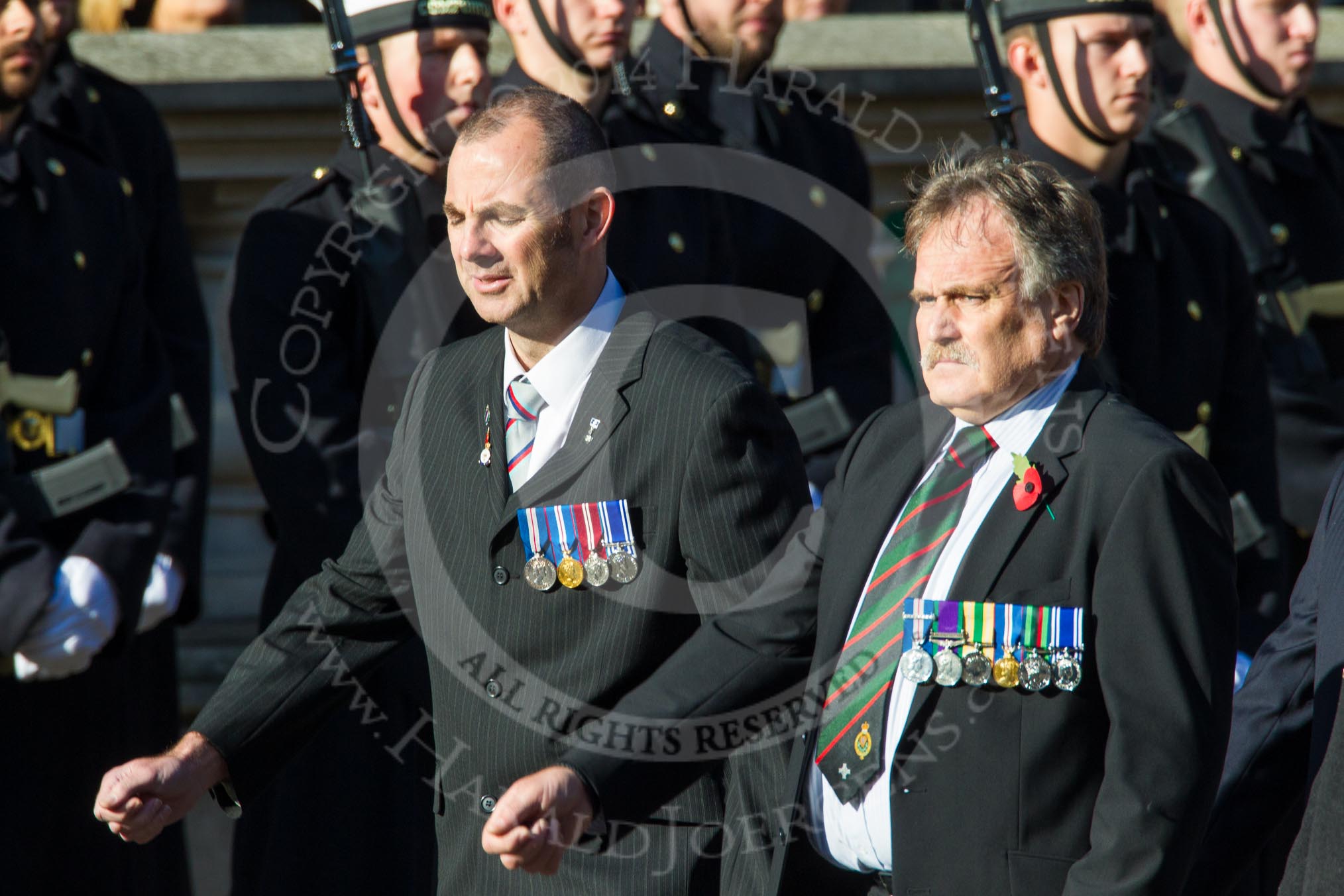 Remembrance Sunday at the Cenotaph in London 2014: Group F13 - Gallantry Medallists League.
Press stand opposite the Foreign Office building, Whitehall, London SW1,
London,
Greater London,
United Kingdom,
on 09 November 2014 at 11:57, image #1000