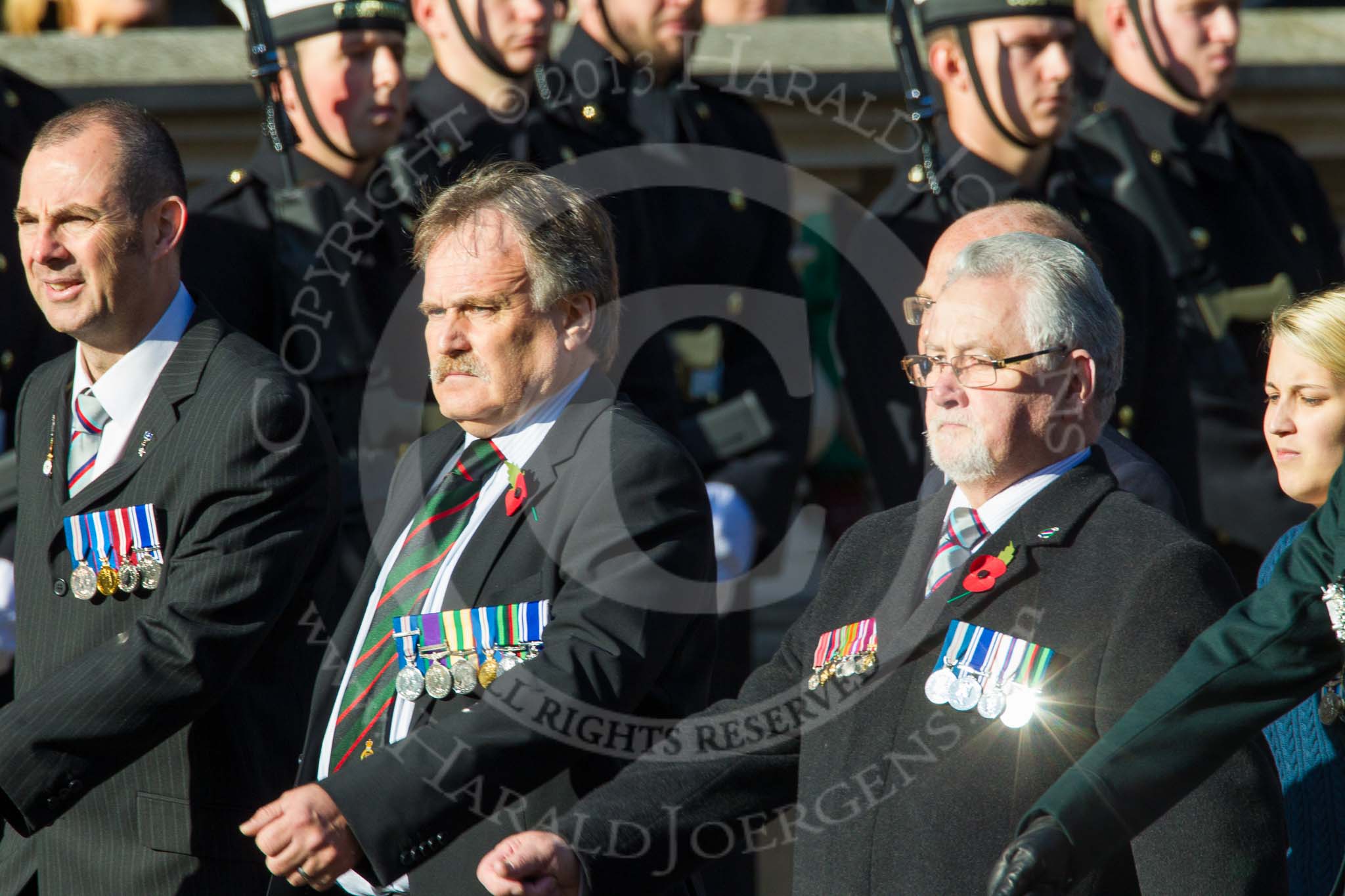 Remembrance Sunday at the Cenotaph in London 2014: Group F13 - Gallantry Medallists League.
Press stand opposite the Foreign Office building, Whitehall, London SW1,
London,
Greater London,
United Kingdom,
on 09 November 2014 at 11:57, image #1001