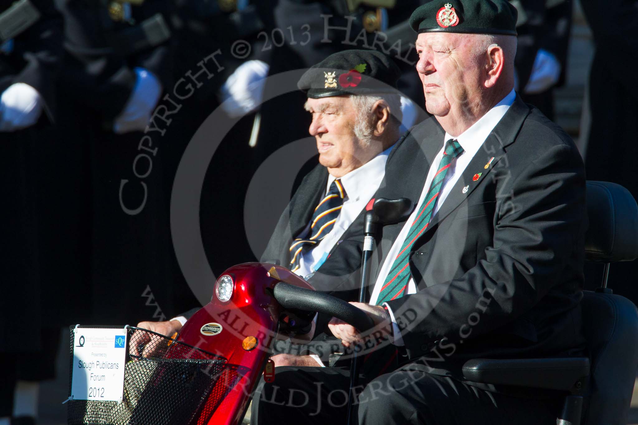 Remembrance Sunday at the Cenotaph in London 2014: Group A9 - Royal Green Jackets Association.
Press stand opposite the Foreign Office building, Whitehall, London SW1,
London,
Greater London,
United Kingdom,
on 09 November 2014 at 12:01, image #1211