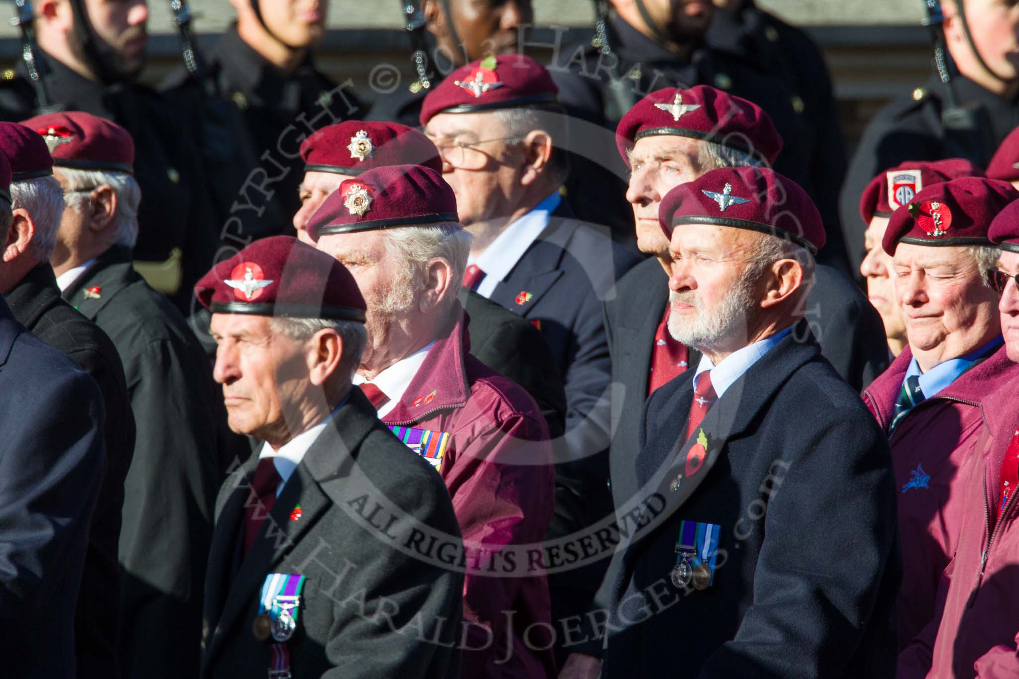 Remembrance Sunday at the Cenotaph in London 2014: Group A10 - Parachute Regimental Association.
Press stand opposite the Foreign Office building, Whitehall, London SW1,
London,
Greater London,
United Kingdom,
on 09 November 2014 at 12:01, image #1220
