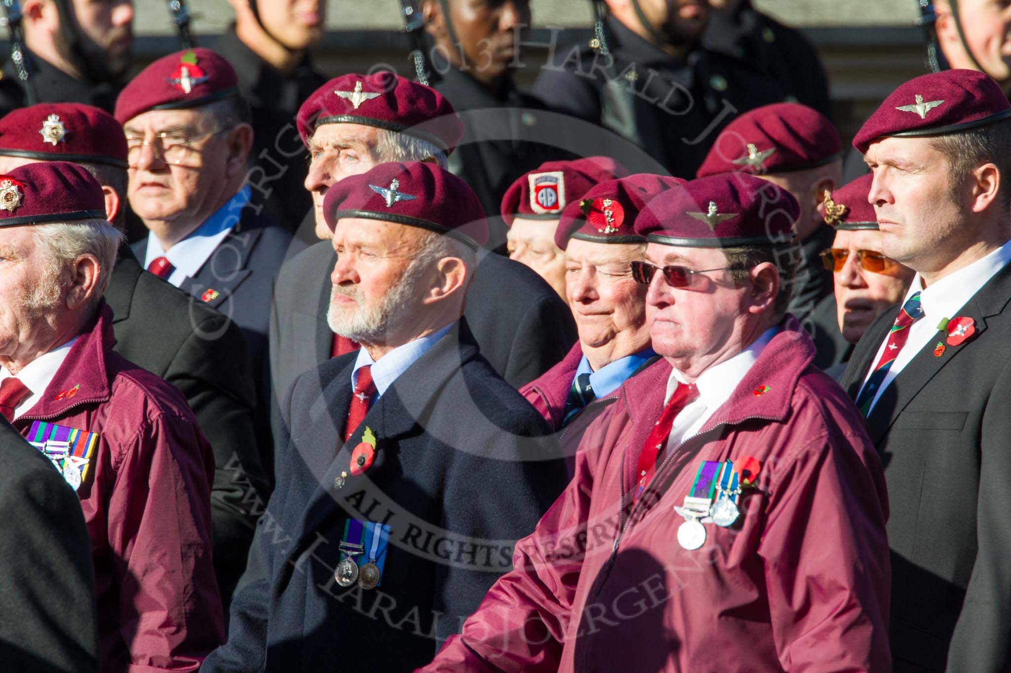 Remembrance Sunday at the Cenotaph in London 2014: Group A10 - Parachute Regimental Association.
Press stand opposite the Foreign Office building, Whitehall, London SW1,
London,
Greater London,
United Kingdom,
on 09 November 2014 at 12:01, image #1221