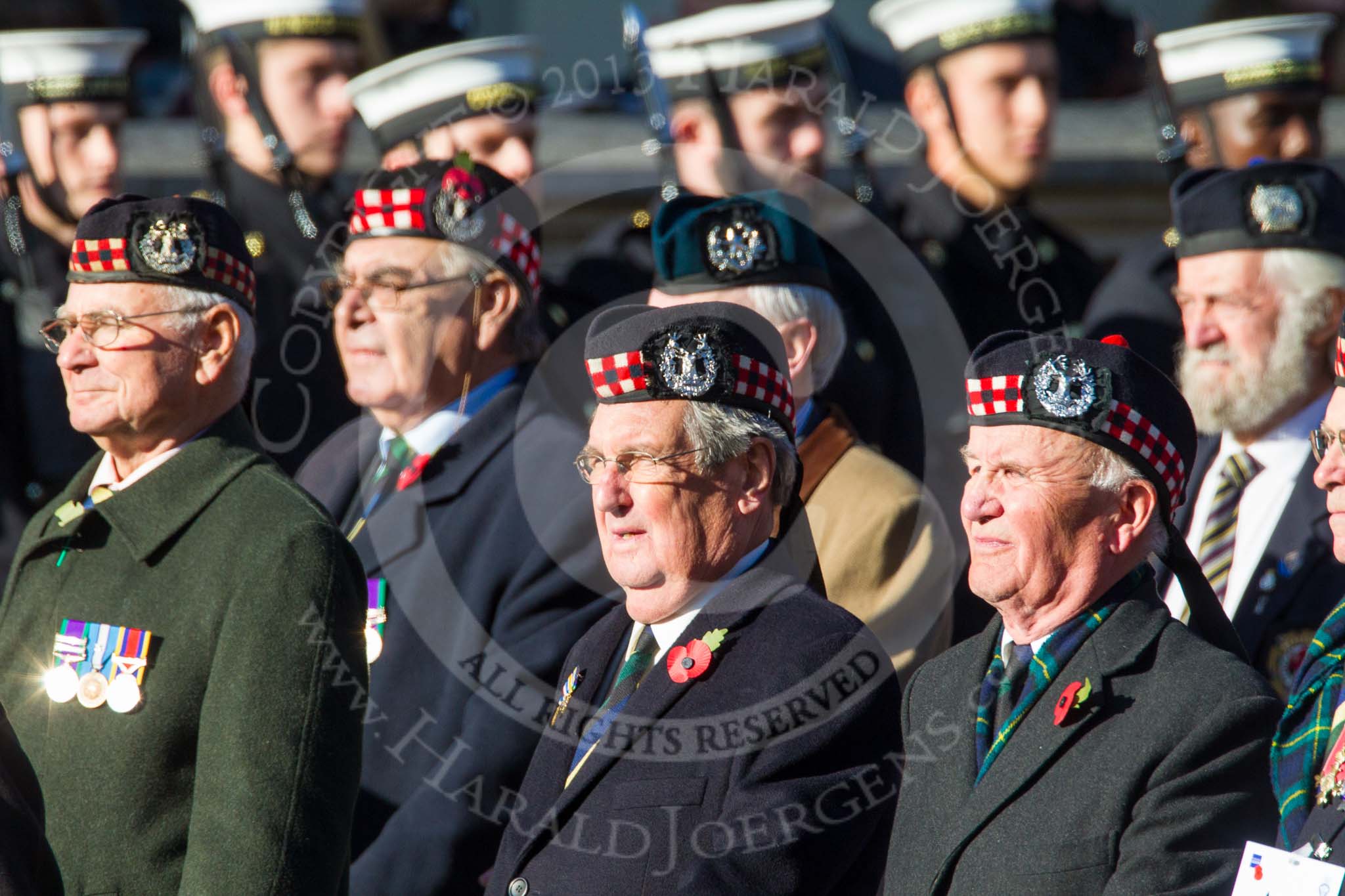 Remembrance Sunday at the Cenotaph in London 2014: Group A14 - Gordon Highlanders Association.
Press stand opposite the Foreign Office building, Whitehall, London SW1,
London,
Greater London,
United Kingdom,
on 09 November 2014 at 12:03, image #1281