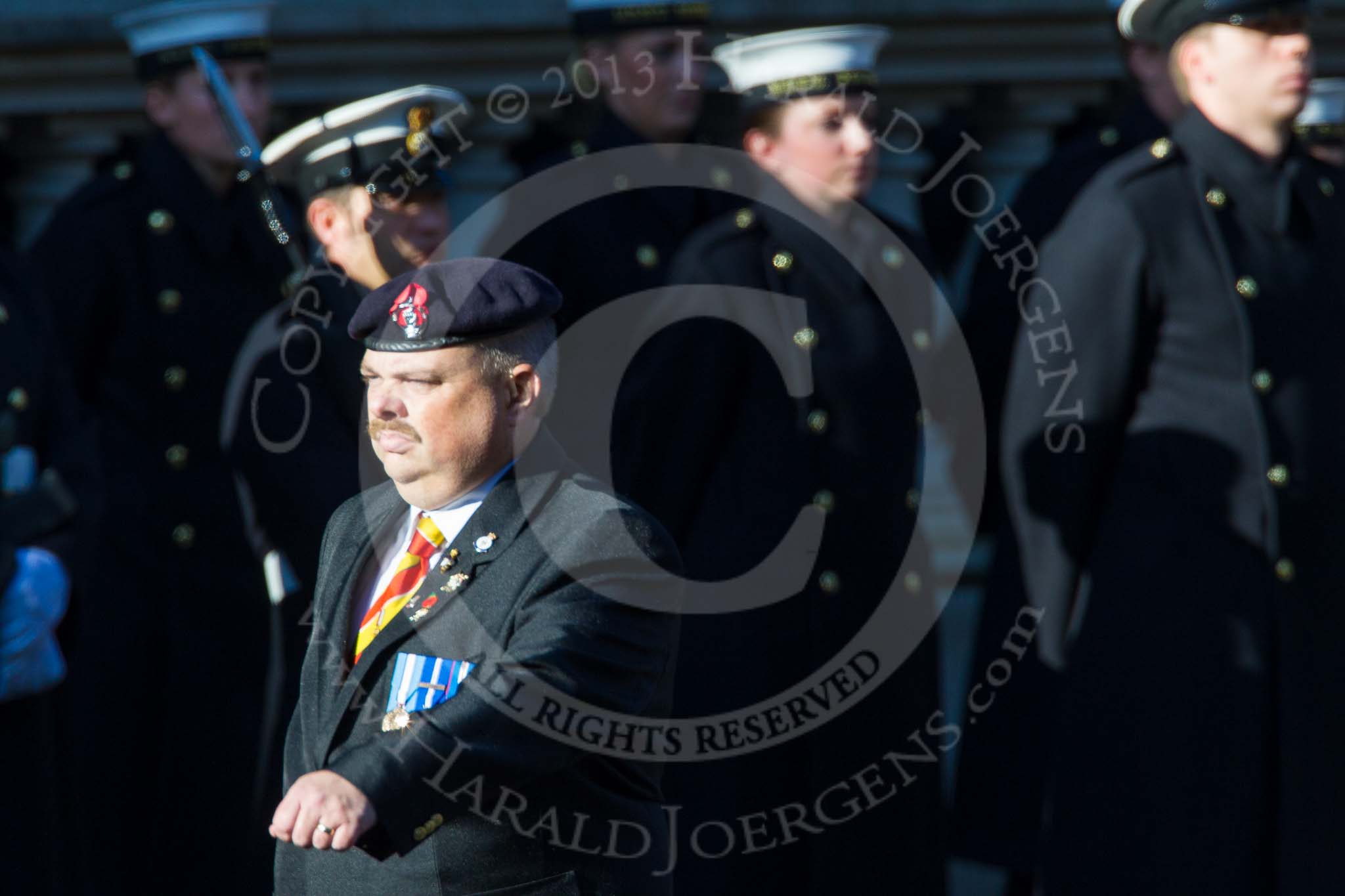 Remembrance Sunday at the Cenotaph in London 2014: Group B29 - Queen's Royal Hussars (The Queen's Own & Royal Irish).
Press stand opposite the Foreign Office building, Whitehall, London SW1,
London,
Greater London,
United Kingdom,
on 09 November 2014 at 12:12, image #1861