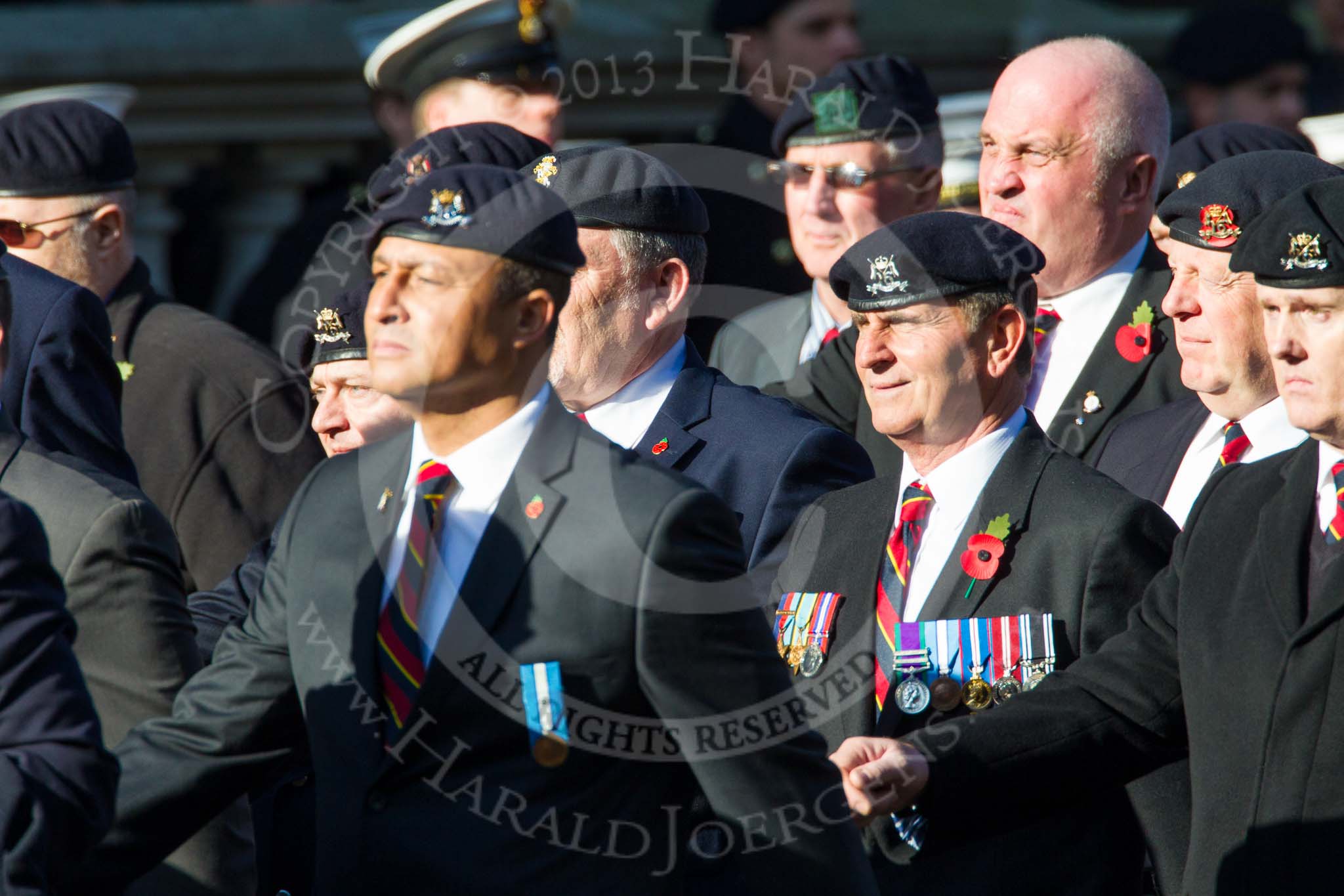 Remembrance Sunday at the Cenotaph in London 2014: Group B30 - 16/5th Queen's Royal Lancers.
Press stand opposite the Foreign Office building, Whitehall, London SW1,
London,
Greater London,
United Kingdom,
on 09 November 2014 at 12:13, image #1902