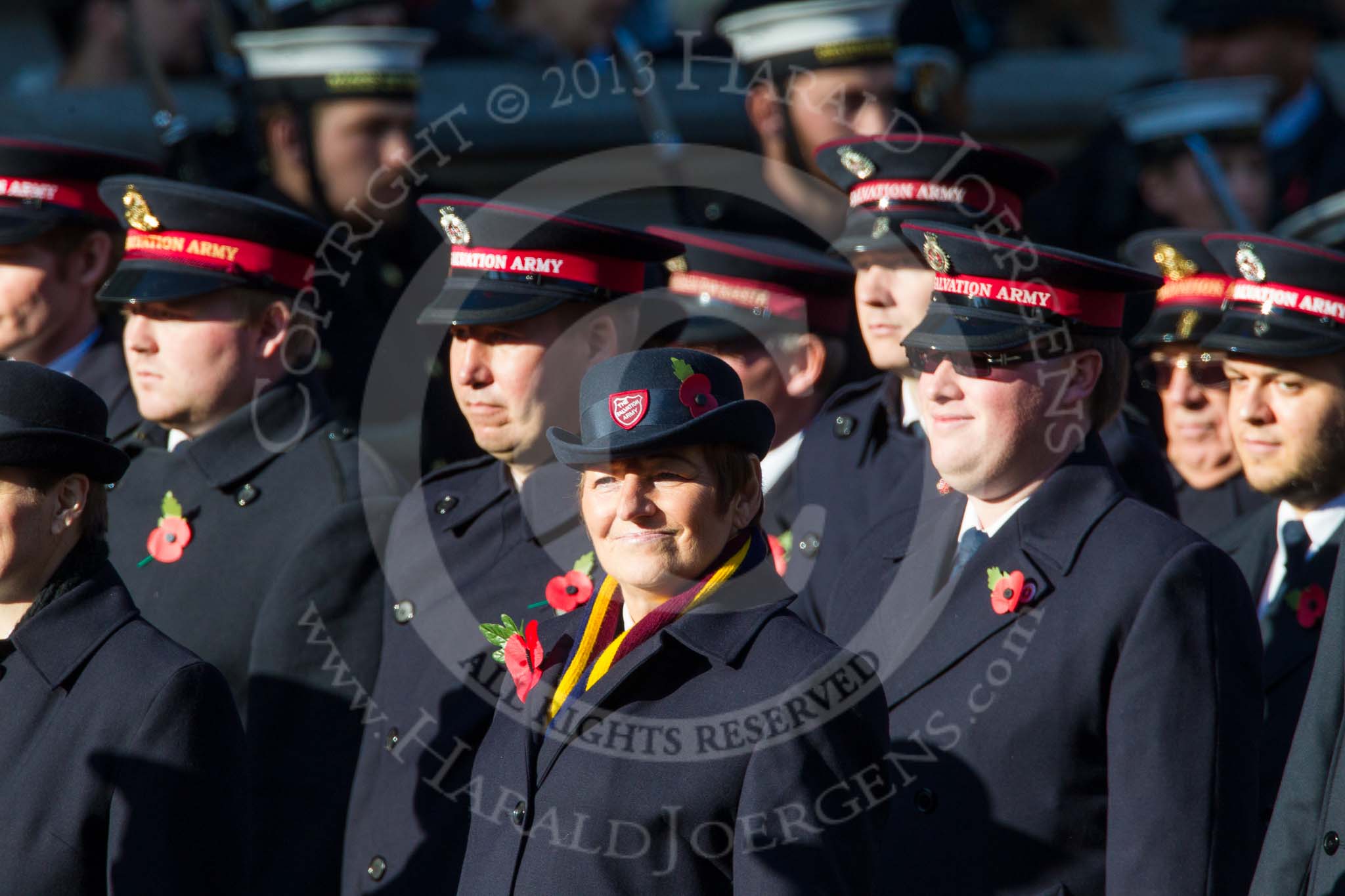 Remembrance Sunday at the Cenotaph in London 2014: Group M7 - Salvation Army.
Press stand opposite the Foreign Office building, Whitehall, London SW1,
London,
Greater London,
United Kingdom,
on 09 November 2014 at 12:16, image #2035