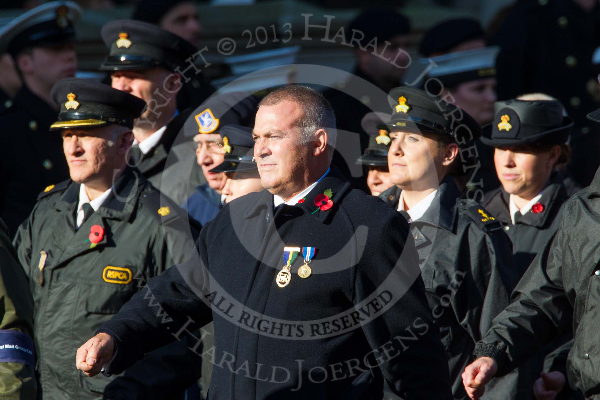 Remembrance Sunday at the Cenotaph in London 2014: Group M25 - Royal Society for the Prevention of Cruelty to Animals (RSPCA).
Press stand opposite the Foreign Office building, Whitehall, London SW1,
London,
Greater London,
United Kingdom,
on 09 November 2014 at 12:18, image #2187