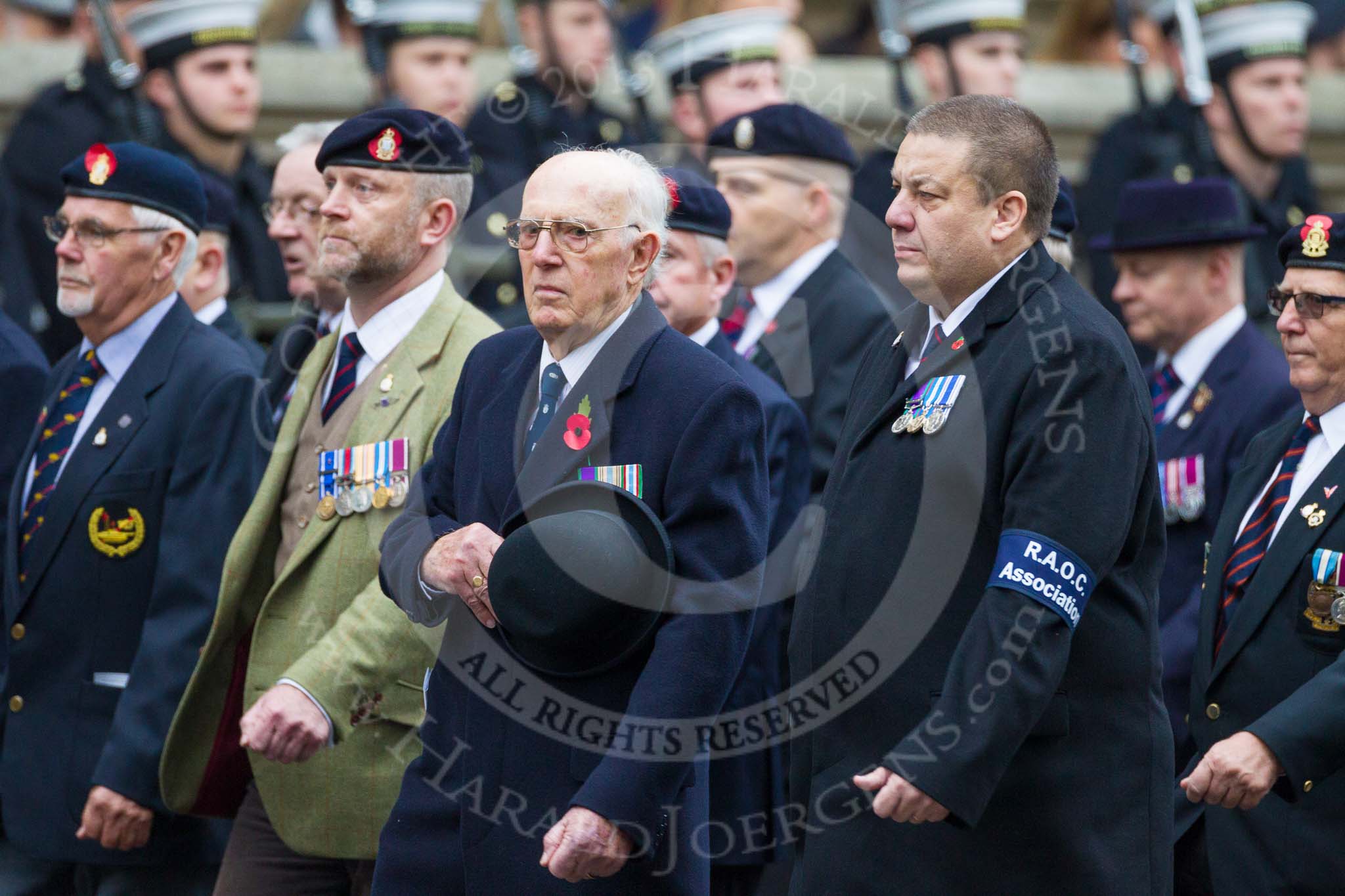 Remembrance Sunday at the Cenotaph 2015: Group B11, RAOC Association.
Cenotaph, Whitehall, London SW1,
London,
Greater London,
United Kingdom,
on 08 November 2015 at 11:38, image #91