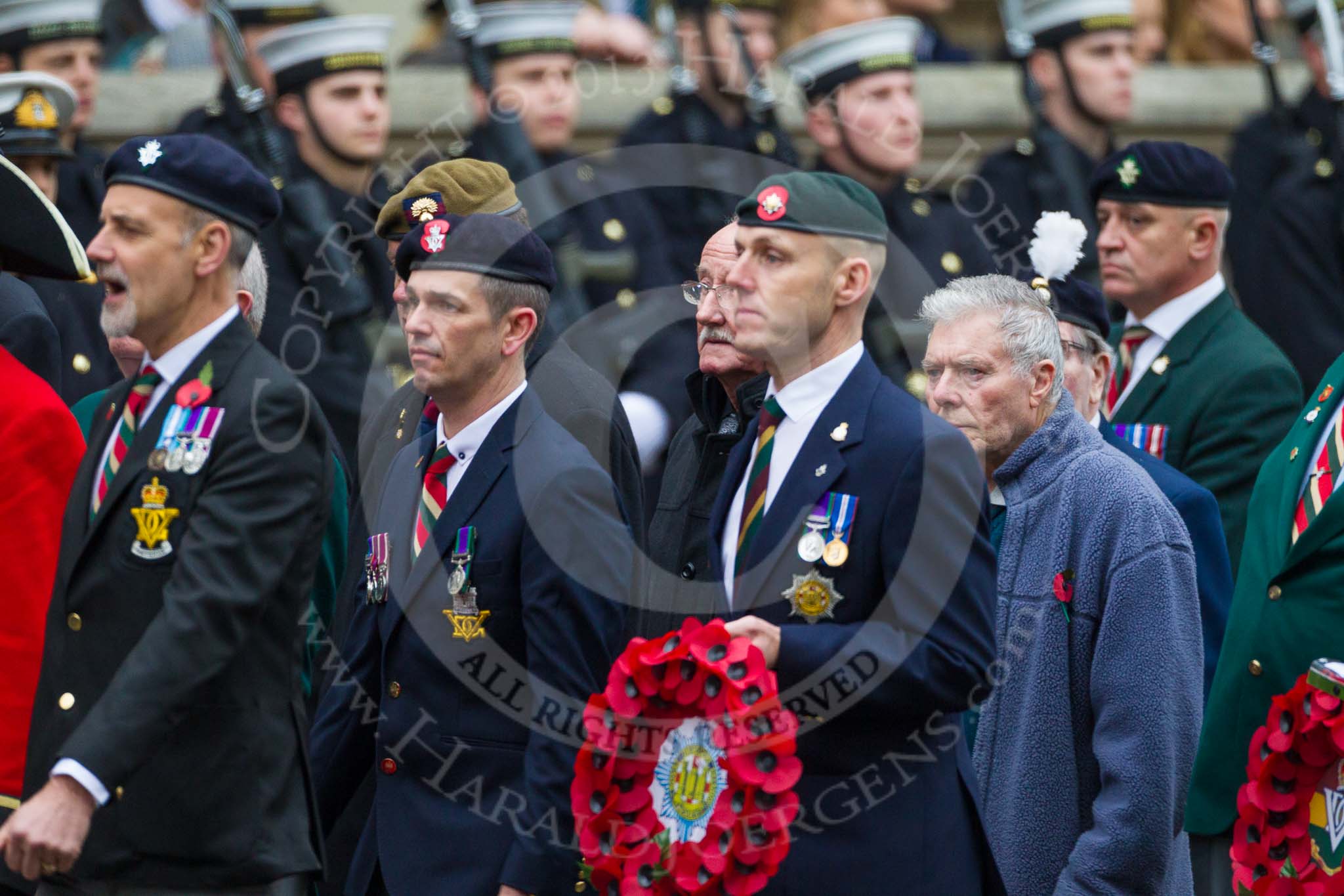 Remembrance Sunday at the Cenotaph 2015: Group B23, Royal Scots Dragoon Guards.
Cenotaph, Whitehall, London SW1,
London,
Greater London,
United Kingdom,
on 08 November 2015 at 11:40, image #179