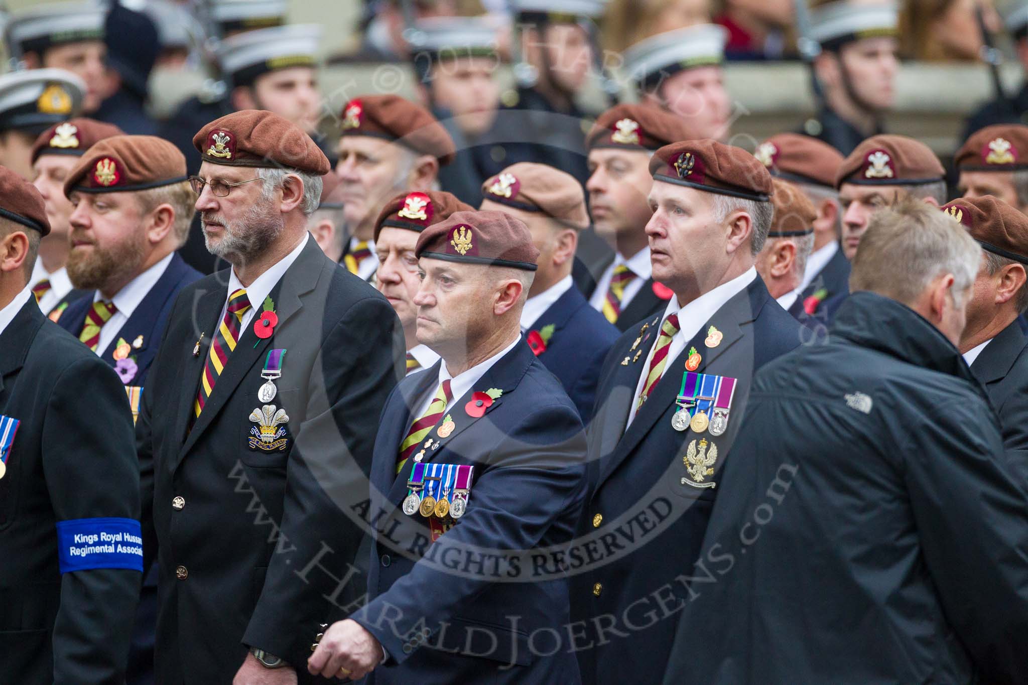 Remembrance Sunday at the Cenotaph 2015: Group B25, Kings Royal Hussars Regimental Association.
Cenotaph, Whitehall, London SW1,
London,
Greater London,
United Kingdom,
on 08 November 2015 at 11:41, image #191