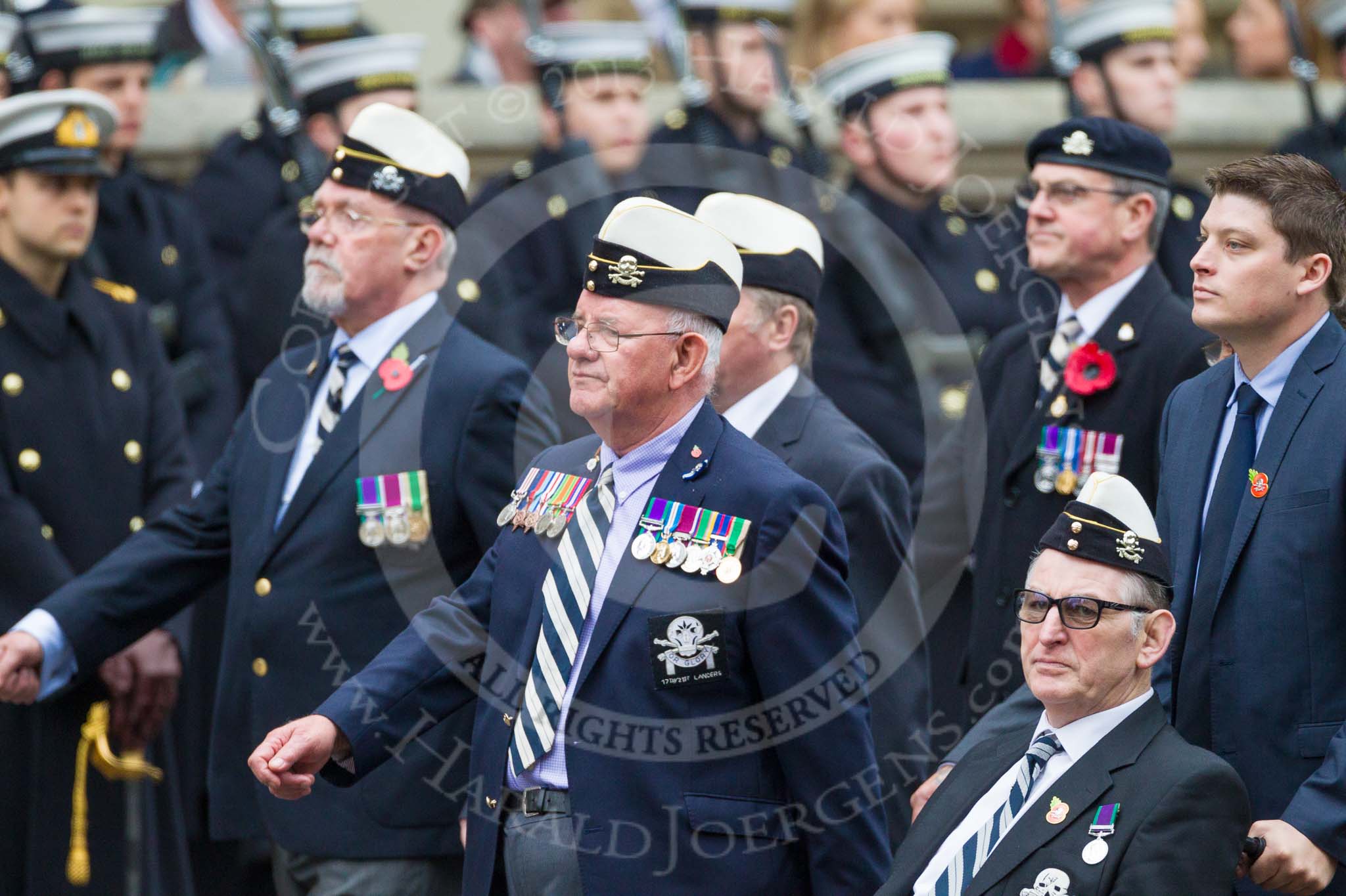 Remembrance Sunday at the Cenotaph 2015: Group B27, 17/21 Lancers.
Cenotaph, Whitehall, London SW1,
London,
Greater London,
United Kingdom,
on 08 November 2015 at 11:41, image #213