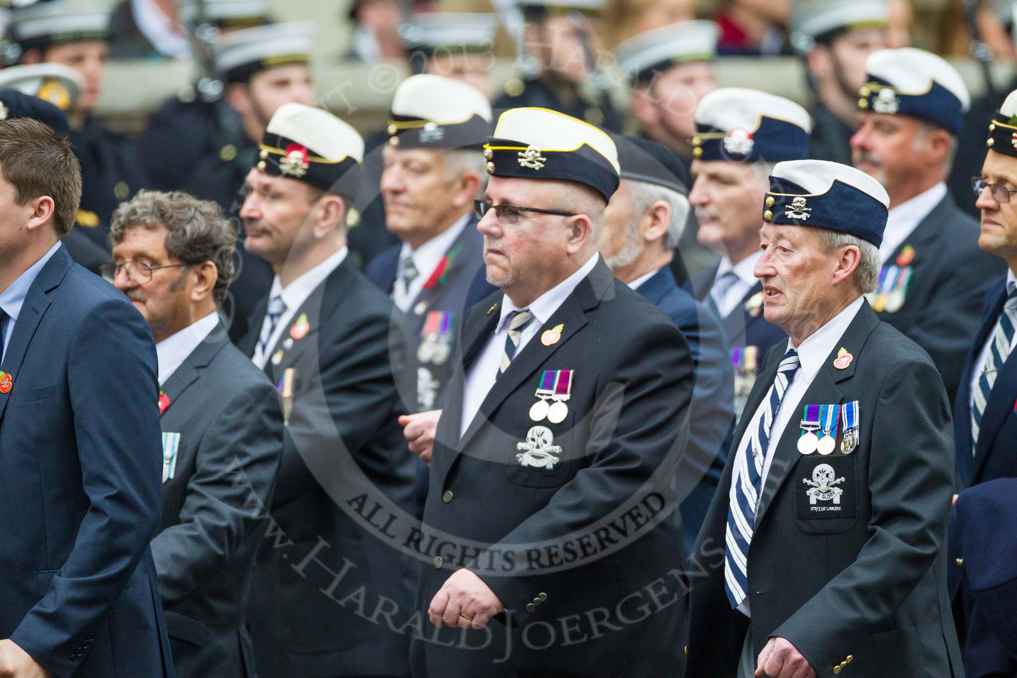 Remembrance Sunday at the Cenotaph 2015: Group B27, 17/21 Lancers.
Cenotaph, Whitehall, London SW1,
London,
Greater London,
United Kingdom,
on 08 November 2015 at 11:41, image #215