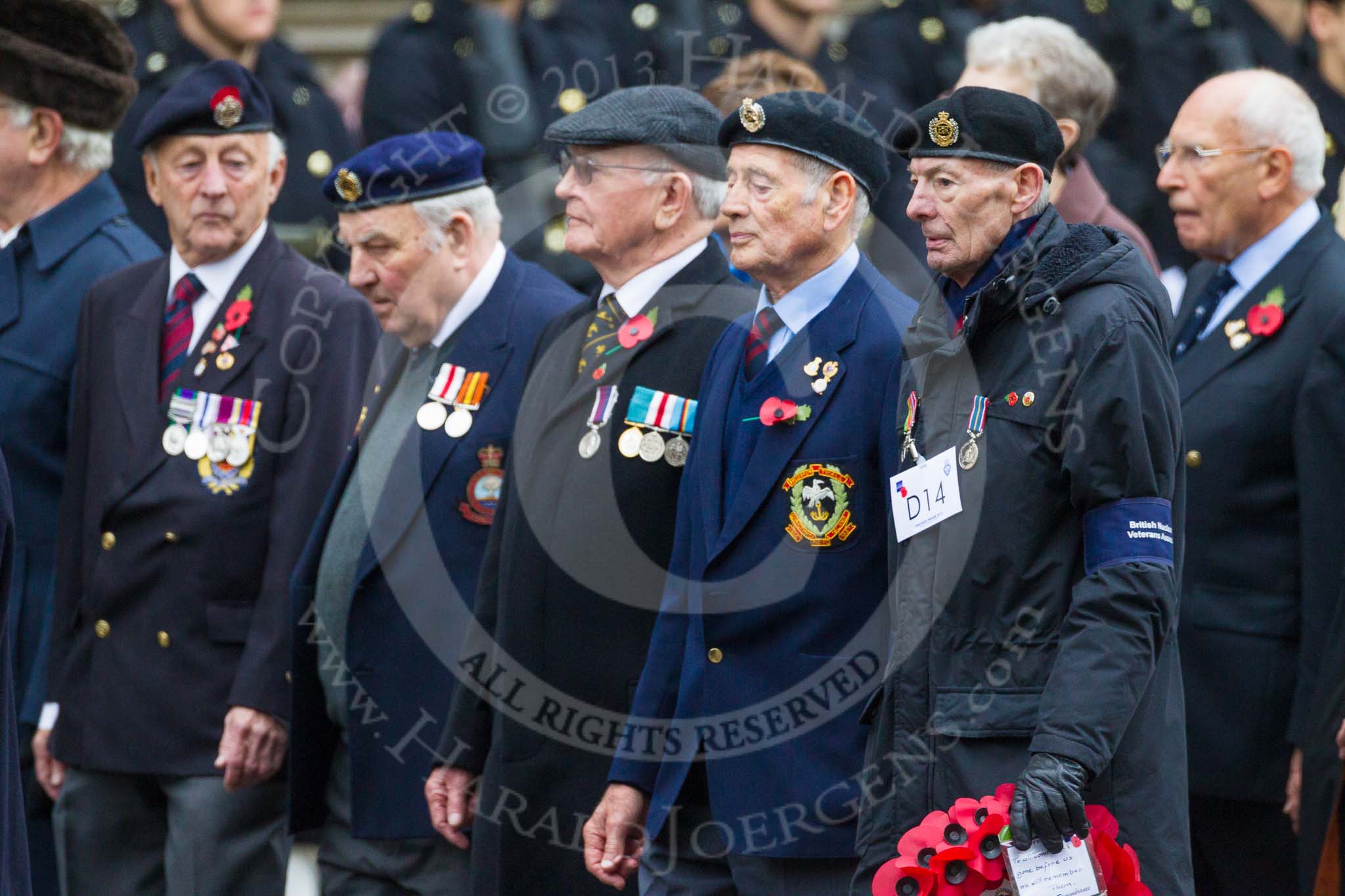Remembrance Sunday at the Cenotaph 2015: Group D14, British Nuclear Test Veterans Association.
Cenotaph, Whitehall, London SW1,
London,
Greater London,
United Kingdom,
on 08 November 2015 at 11:53, image #652