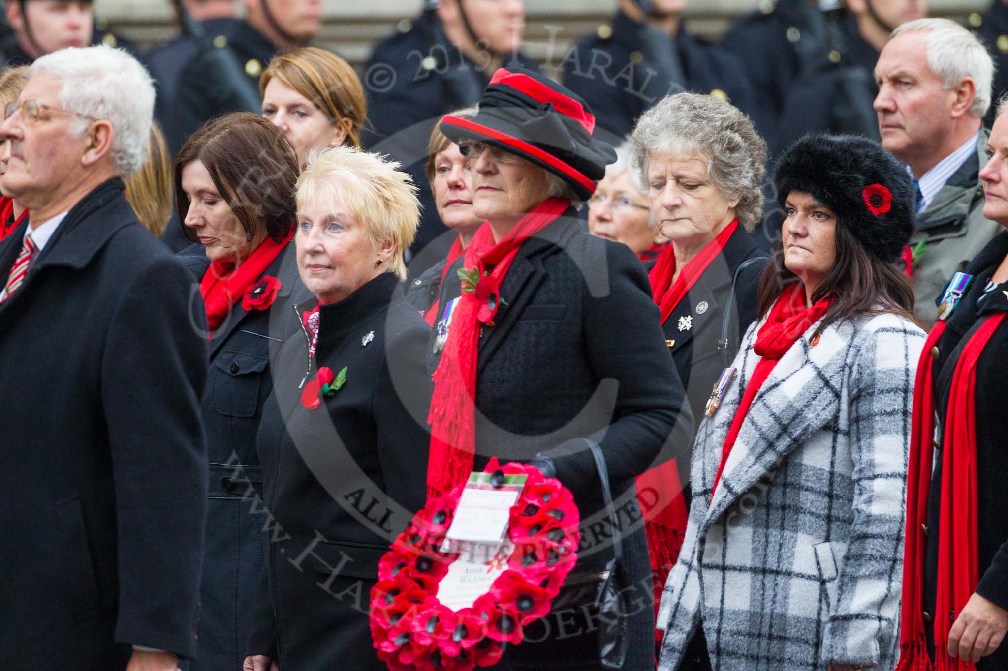 Remembrance Sunday at the Cenotaph 2015: Group D15, War Widows Association.
Cenotaph, Whitehall, London SW1,
London,
Greater London,
United Kingdom,
on 08 November 2015 at 11:54, image #667