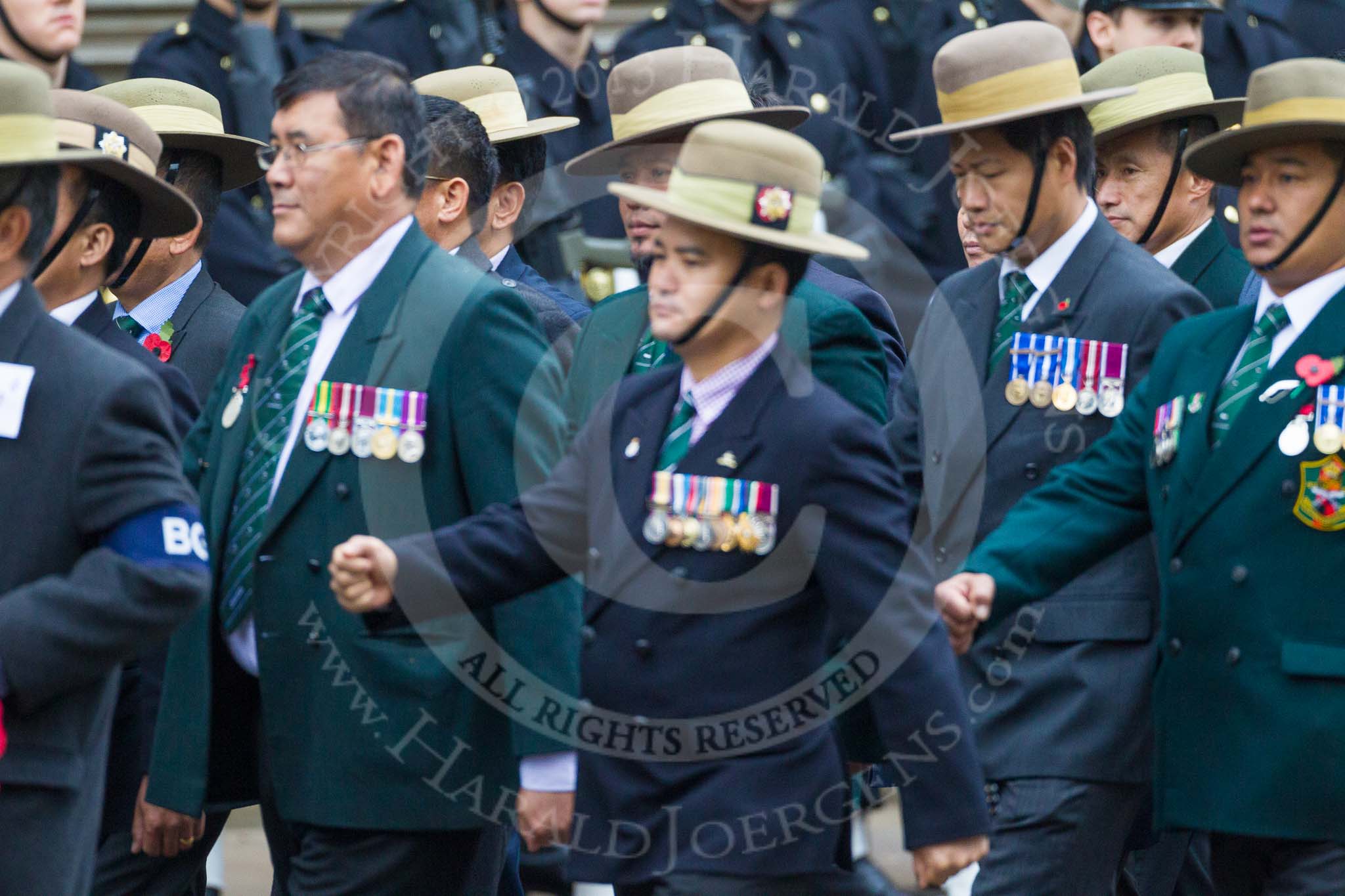 Remembrance Sunday at the Cenotaph 2015: Group D17, British Gurkha Welfare Society.
Cenotaph, Whitehall, London SW1,
London,
Greater London,
United Kingdom,
on 08 November 2015 at 11:54, image #696