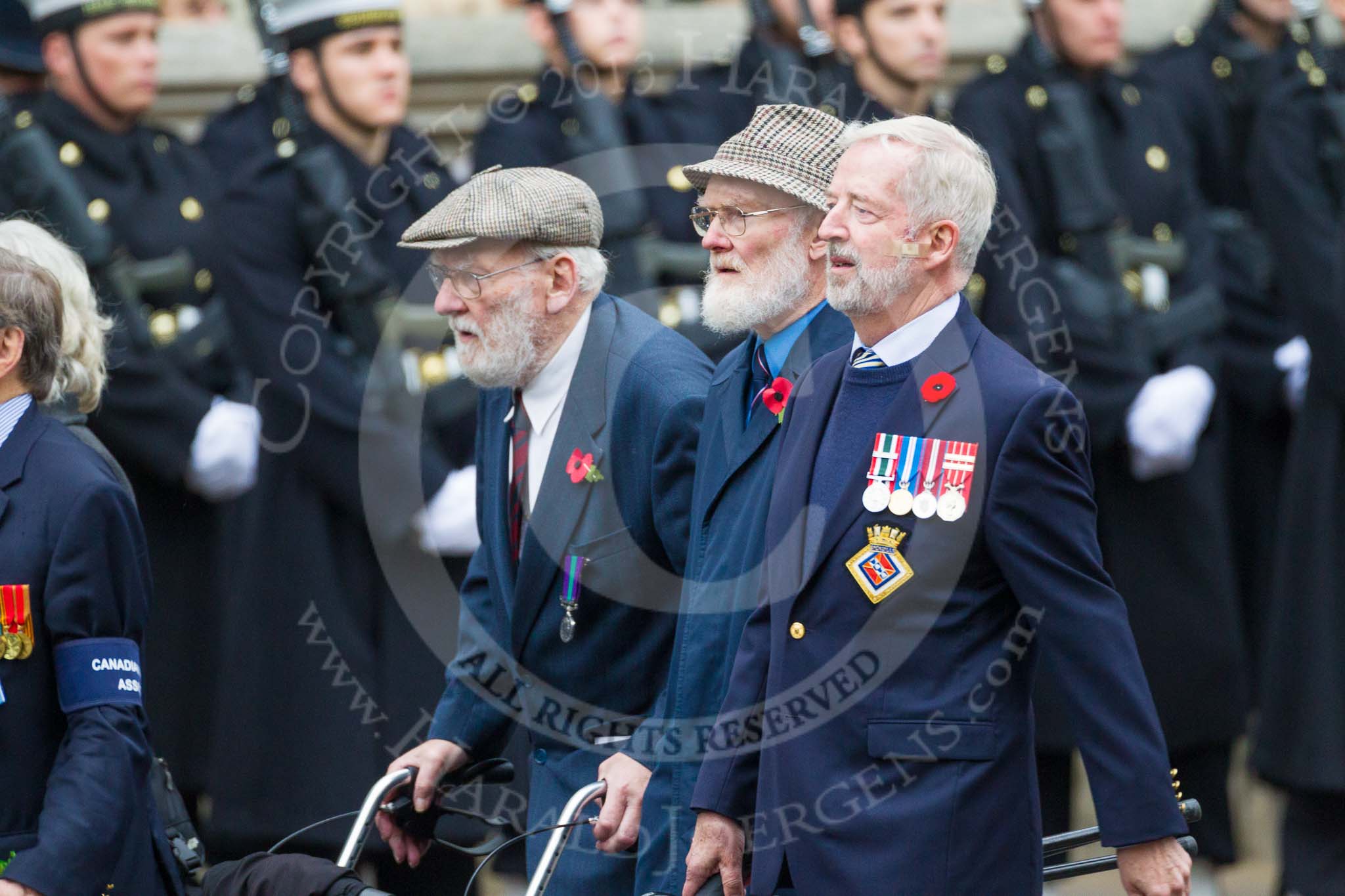 Remembrance Sunday at the Cenotaph 2015: Group D24, Canadian Veterans Association.
Cenotaph, Whitehall, London SW1,
London,
Greater London,
United Kingdom,
on 08 November 2015 at 11:55, image #729