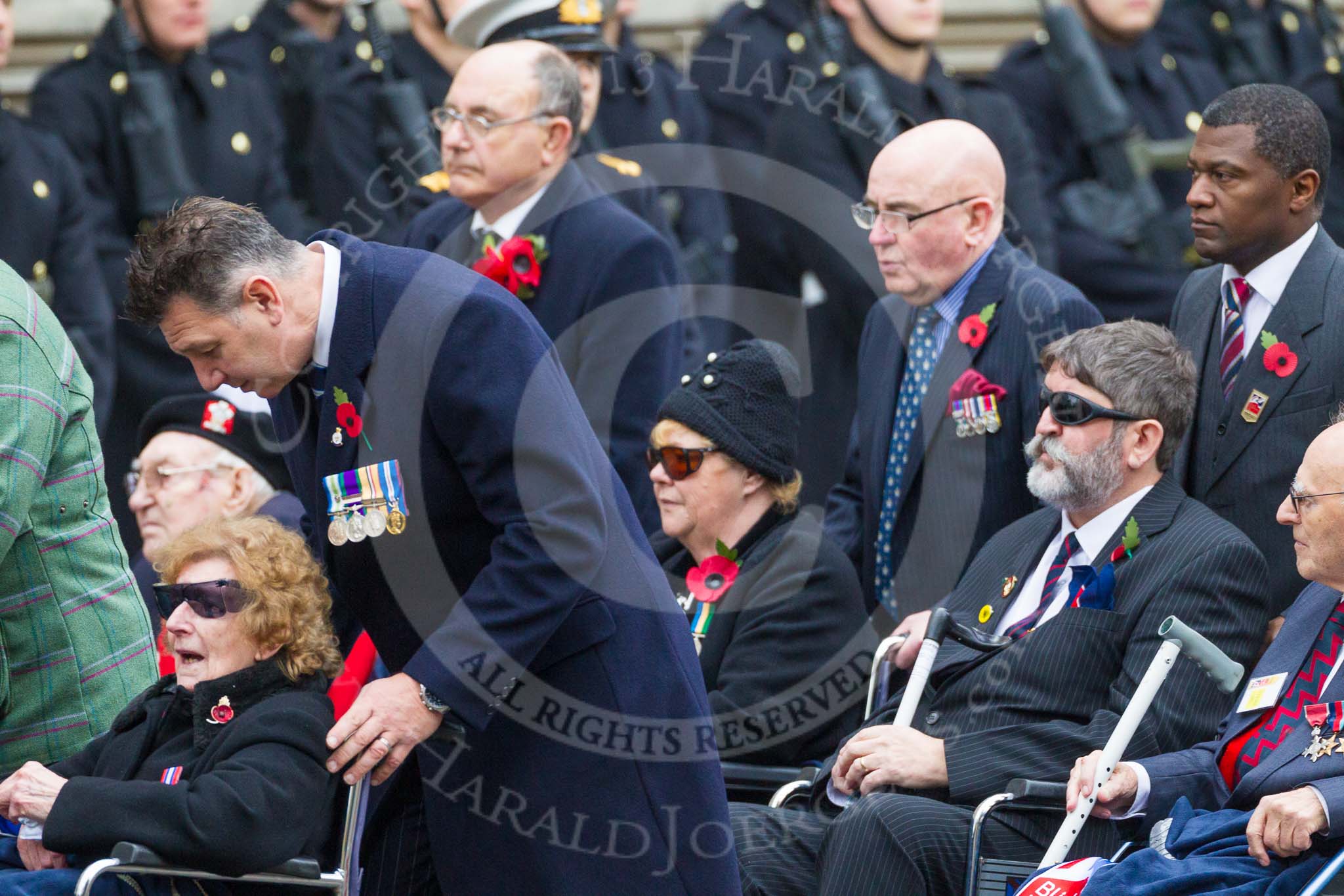 Remembrance Sunday at the Cenotaph 2015: Group F1, Blind Veterans UK.
Cenotaph, Whitehall, London SW1,
London,
Greater London,
United Kingdom,
on 08 November 2015 at 11:57, image #784