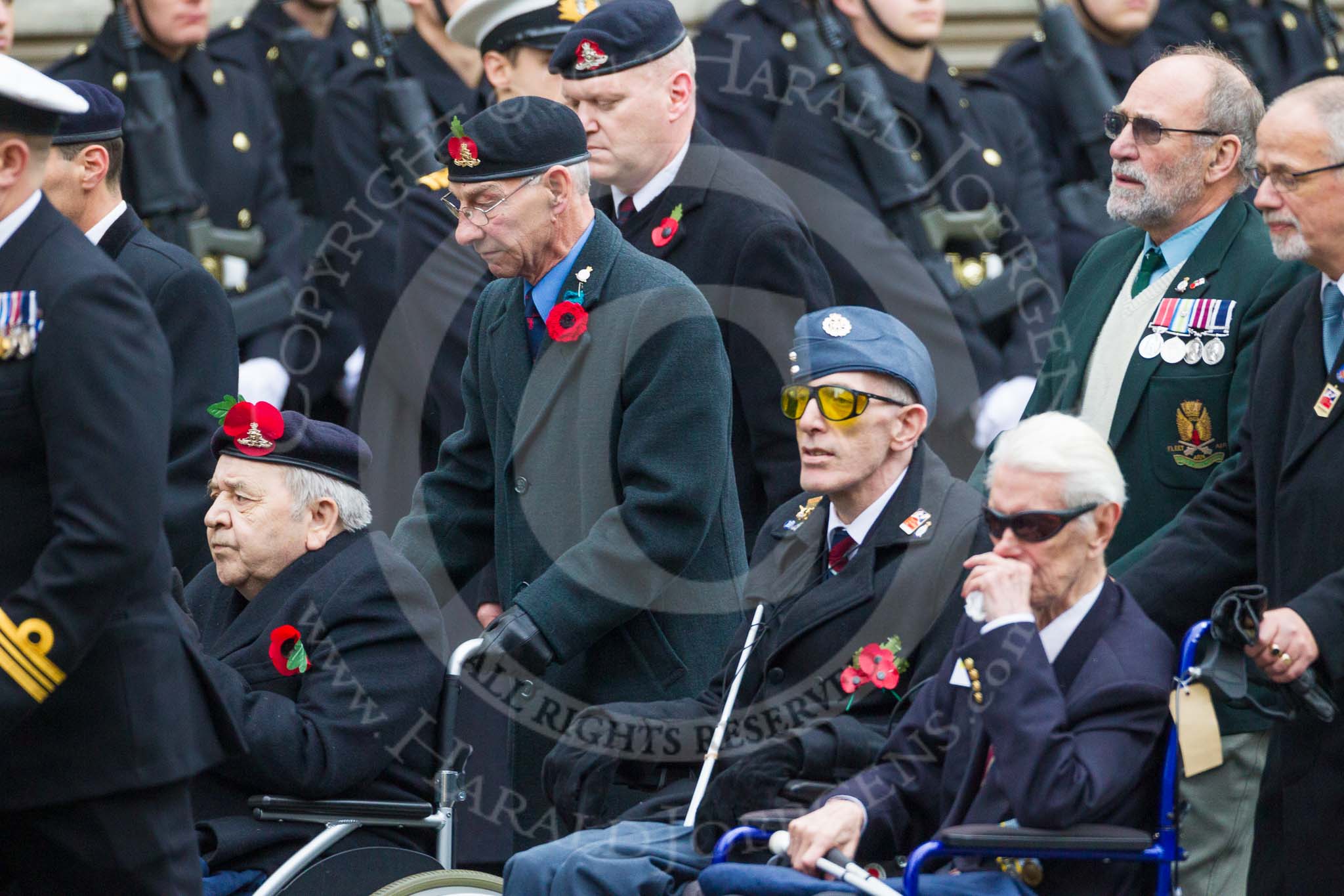 Remembrance Sunday at the Cenotaph 2015: Group F1, Blind Veterans UK.
Cenotaph, Whitehall, London SW1,
London,
Greater London,
United Kingdom,
on 08 November 2015 at 11:57, image #786