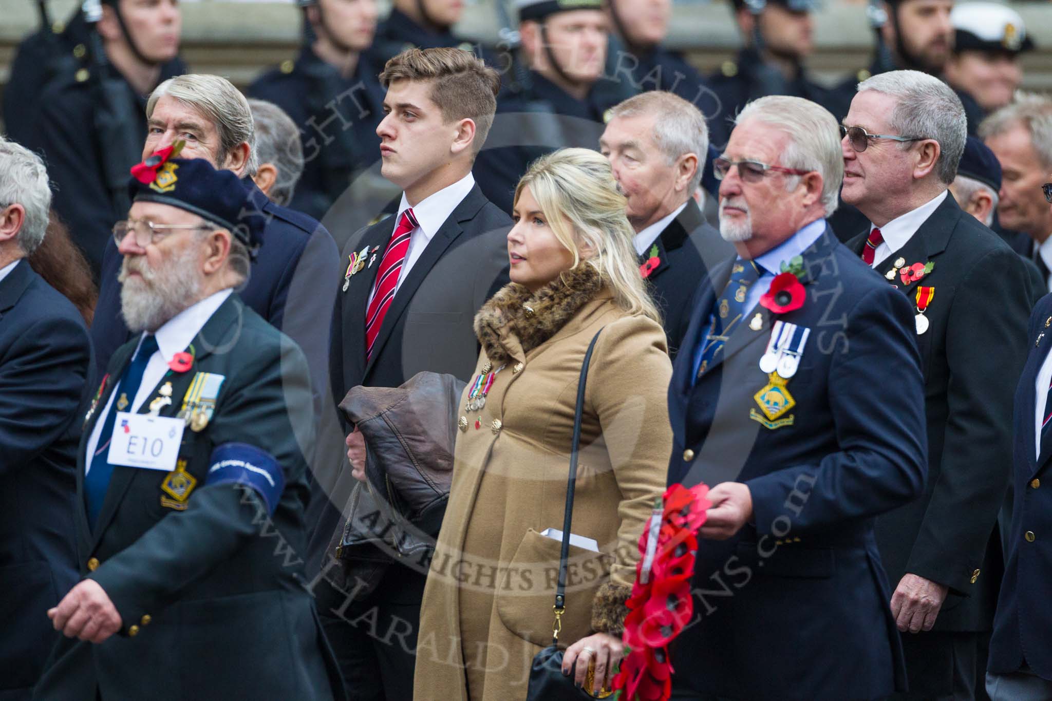 Remembrance Sunday at the Cenotaph 2015: Group E10, HMS Ganges Association.
Cenotaph, Whitehall, London SW1,
London,
Greater London,
United Kingdom,
on 08 November 2015 at 11:59, image #854