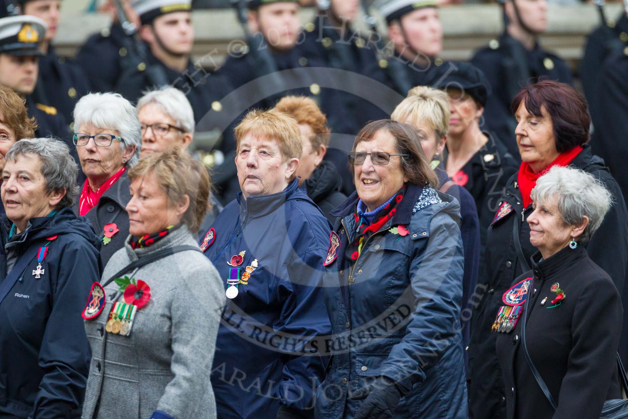 Remembrance Sunday at the Cenotaph 2015: Group E17, Queen Alexandra's Royal Naval Nursing Service.
Cenotaph, Whitehall, London SW1,
London,
Greater London,
United Kingdom,
on 08 November 2015 at 12:00, image #893