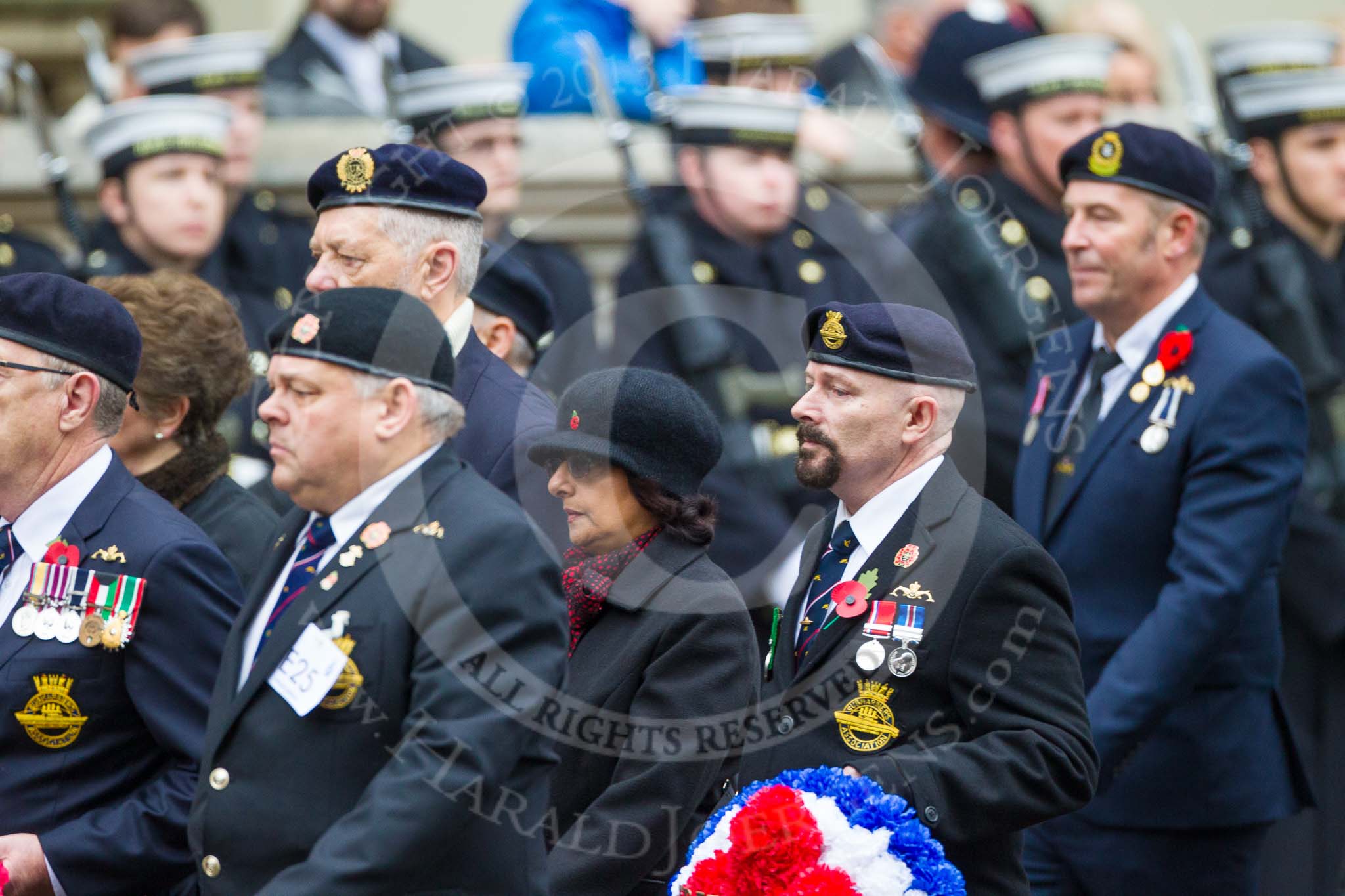 Remembrance Sunday at the Cenotaph 2015: Group E25, Submariners Association.
Cenotaph, Whitehall, London SW1,
London,
Greater London,
United Kingdom,
on 08 November 2015 at 12:02, image #928