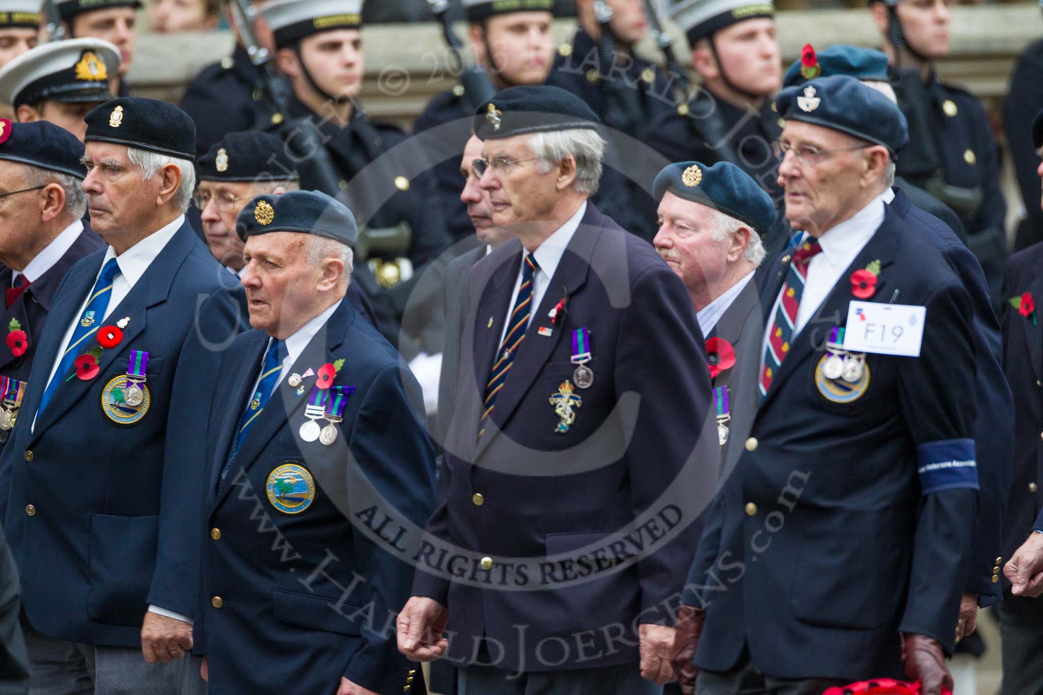 Remembrance Sunday at the Cenotaph 2015: Group F19, Suez Veterans Association.
Cenotaph, Whitehall, London SW1,
London,
Greater London,
United Kingdom,
on 08 November 2015 at 12:06, image #1100