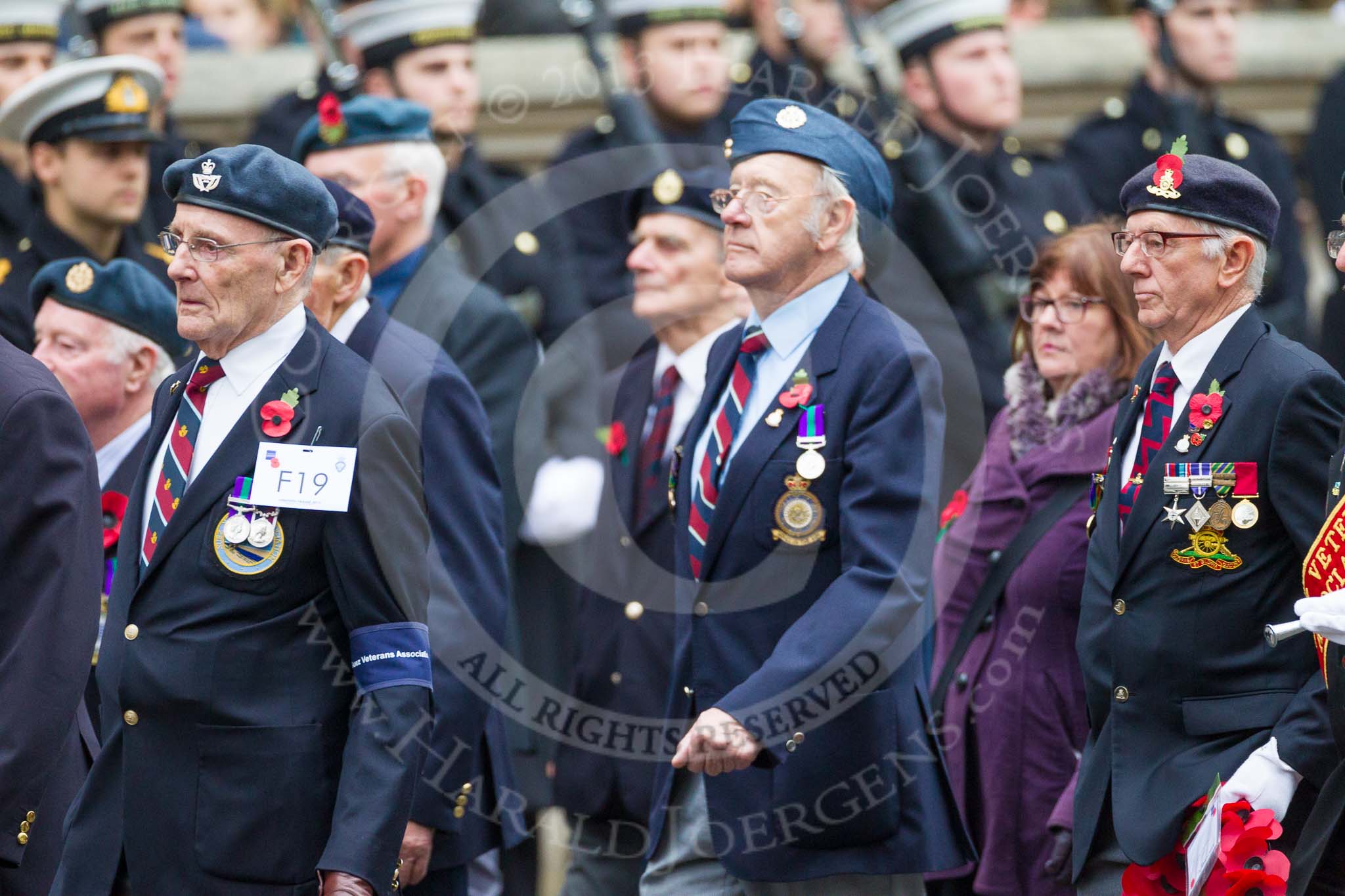 Remembrance Sunday at the Cenotaph 2015: Group F19, Suez Veterans Association.
Cenotaph, Whitehall, London SW1,
London,
Greater London,
United Kingdom,
on 08 November 2015 at 12:06, image #1101