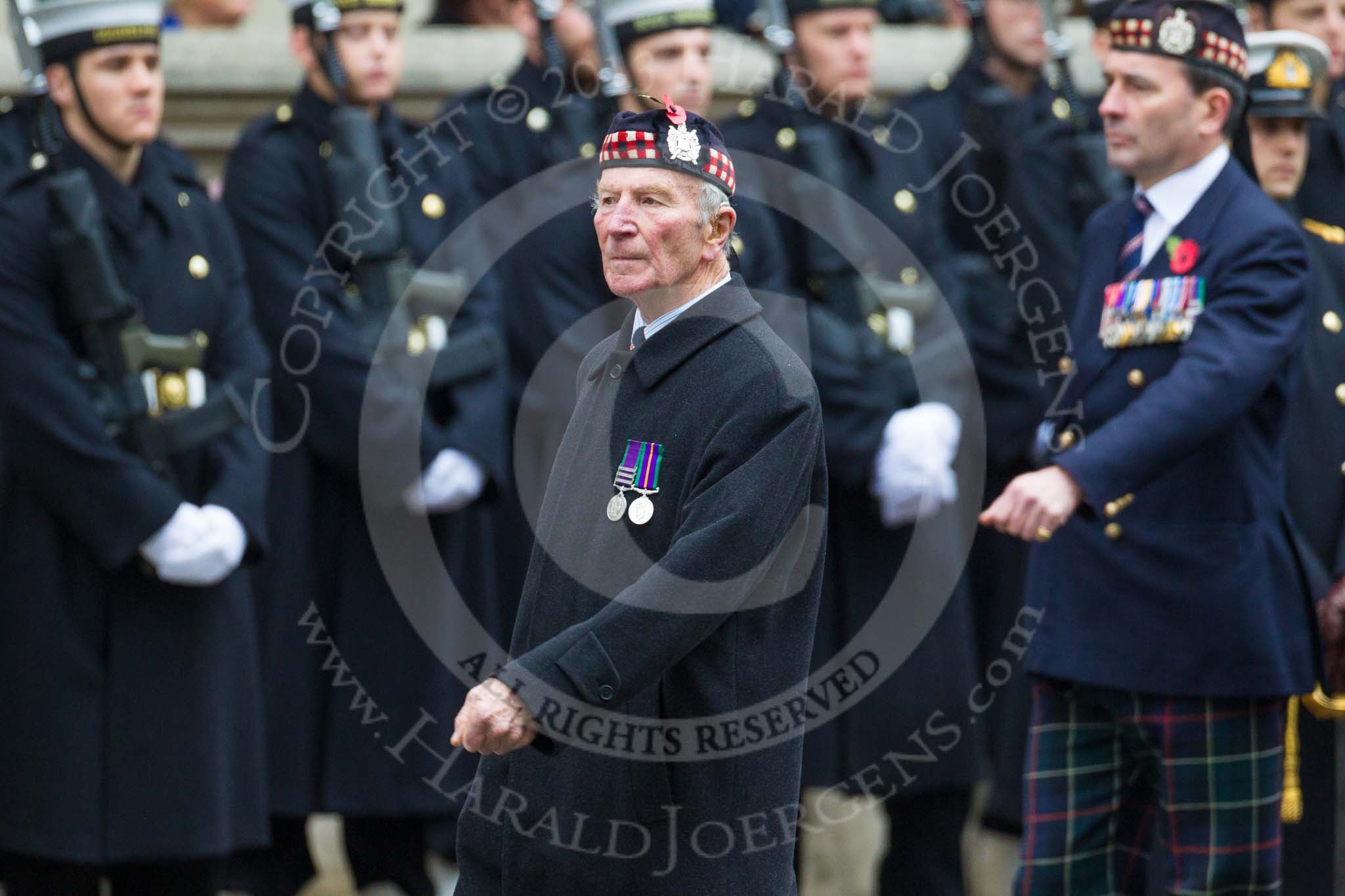 Remembrance Sunday at the Cenotaph 2015: Group A4, King's Own Scottish Borderers.
Cenotaph, Whitehall, London SW1,
London,
Greater London,
United Kingdom,
on 08 November 2015 at 12:09, image #1201