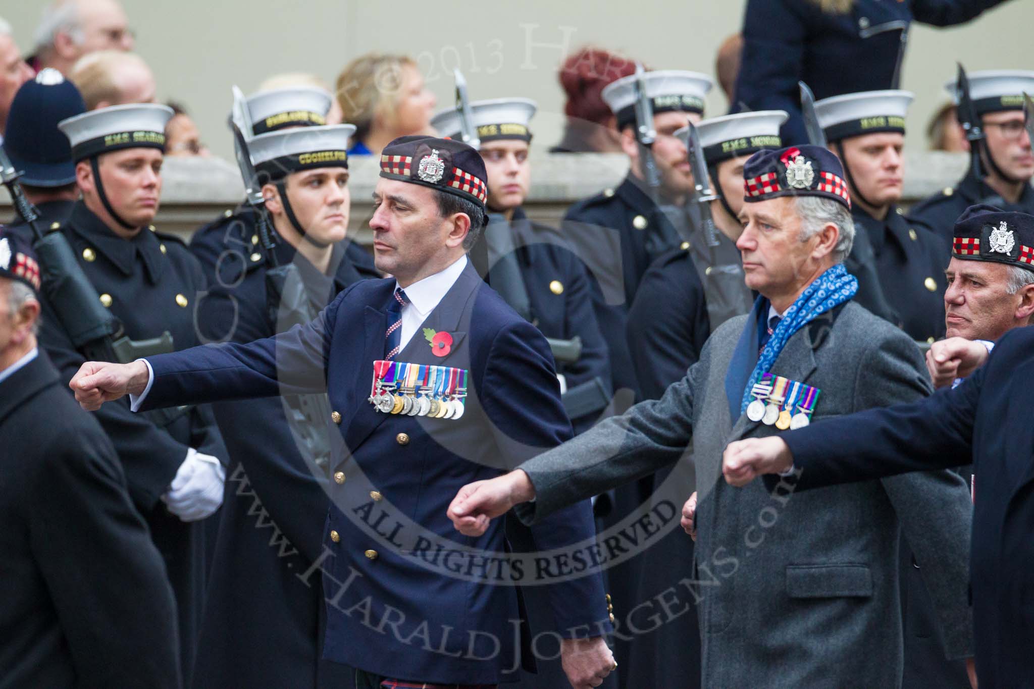 Remembrance Sunday at the Cenotaph 2015: Group A4, King's Own Scottish Borderers.
Cenotaph, Whitehall, London SW1,
London,
Greater London,
United Kingdom,
on 08 November 2015 at 12:09, image #1202