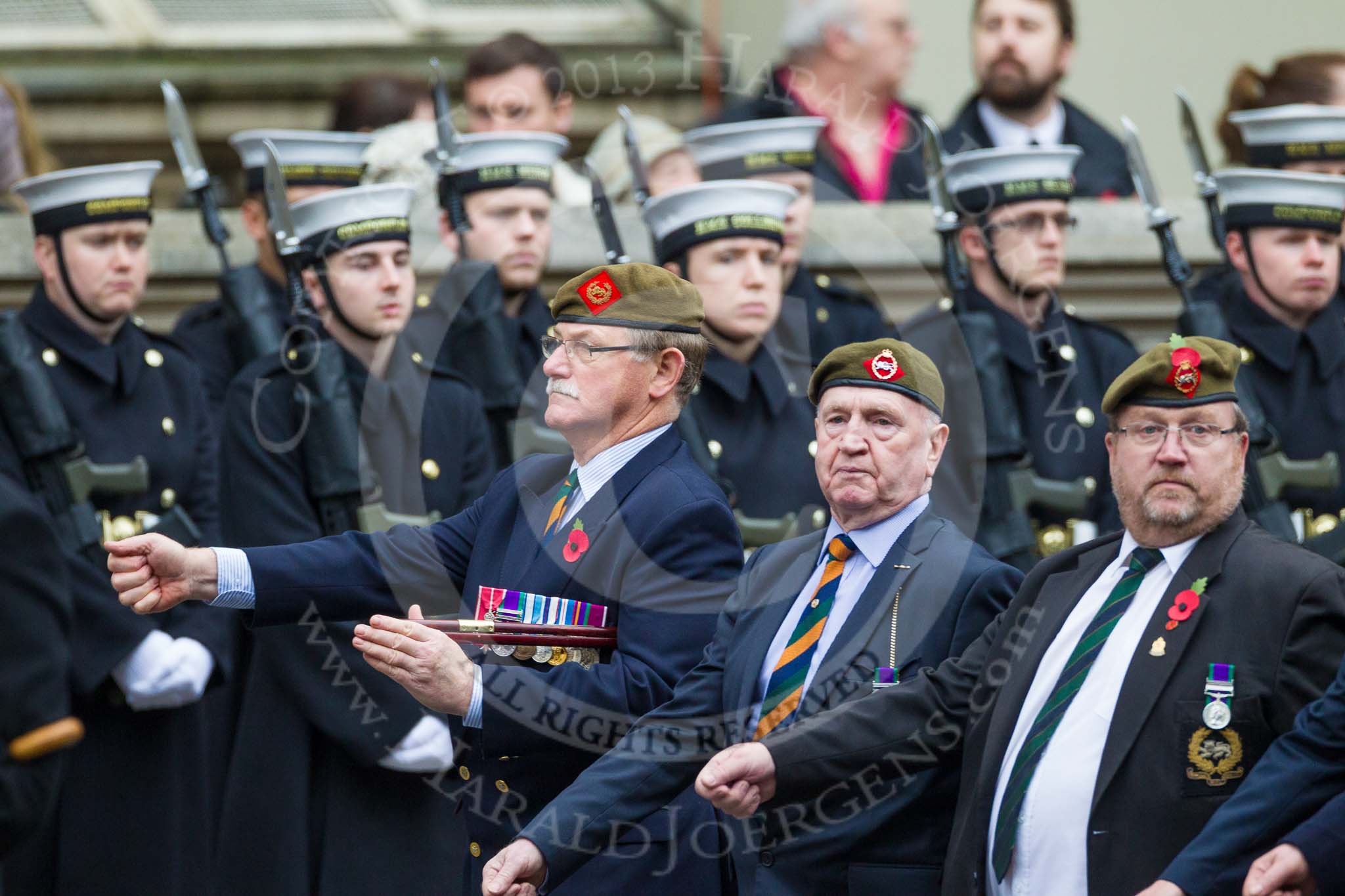 Remembrance Sunday at the Cenotaph 2015: Group A27, The King's Own Royal Border Regiment.
Cenotaph, Whitehall, London SW1,
London,
Greater London,
United Kingdom,
on 08 November 2015 at 12:13, image #1360