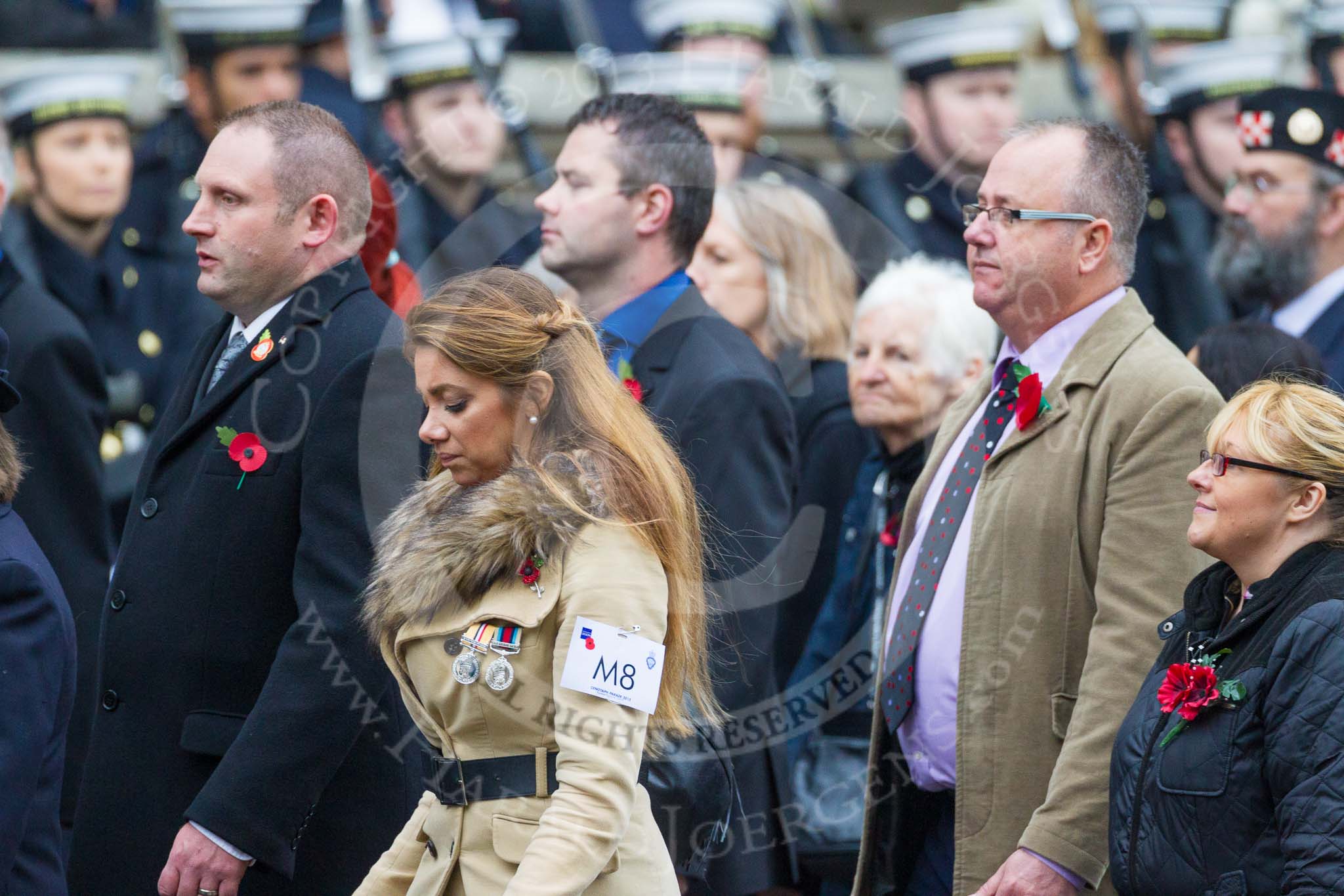 Remembrance Sunday at the Cenotaph 2015: Group M8, Naval Canteen Service & Expeditionary Force Institutes Association (previously NAAFI).
Cenotaph, Whitehall, London SW1,
London,
Greater London,
United Kingdom,
on 08 November 2015 at 12:15, image #1460